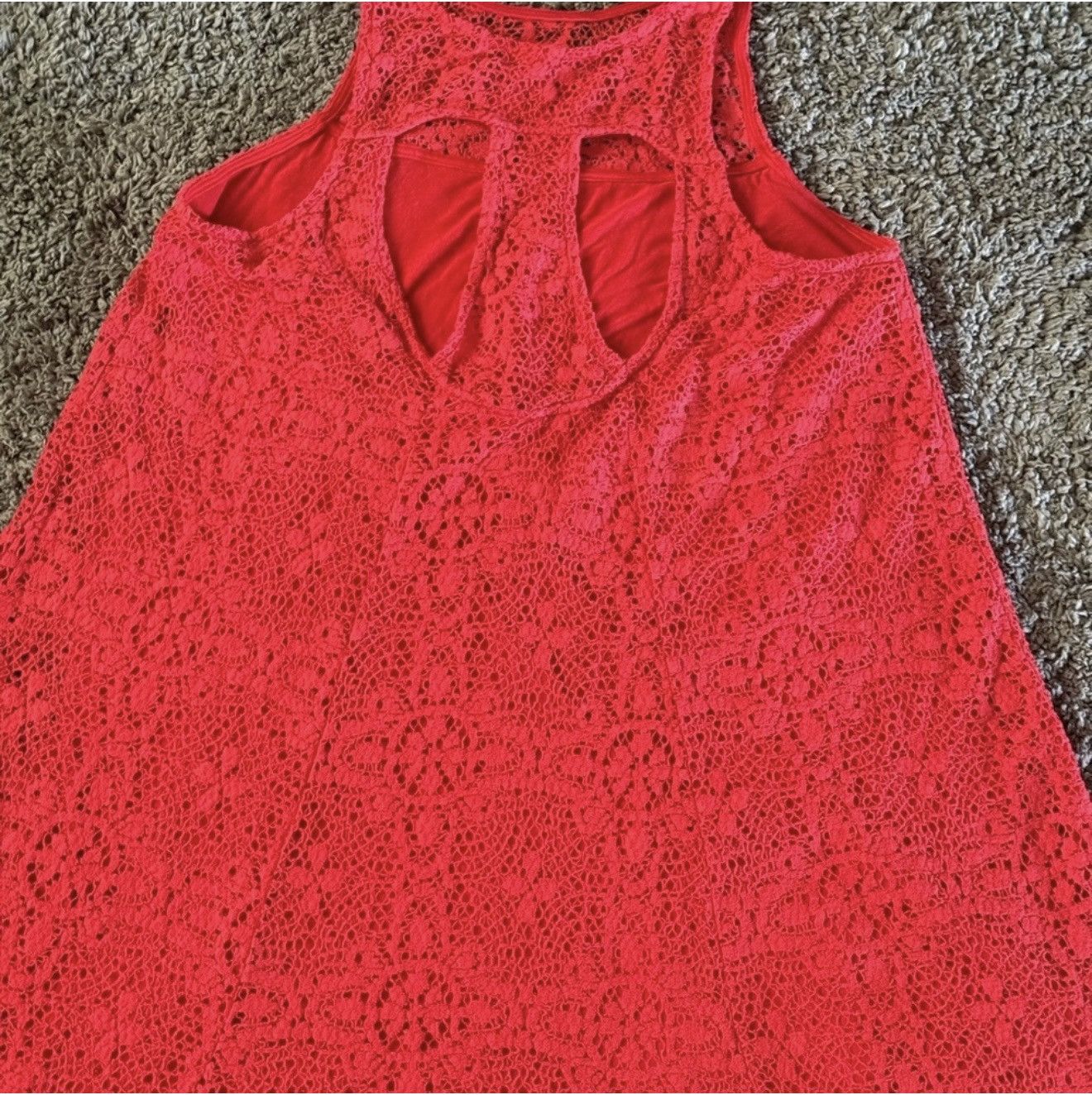 floral lace up dress Fall For Neon Floral Lace Cover Up Dress L main image 0