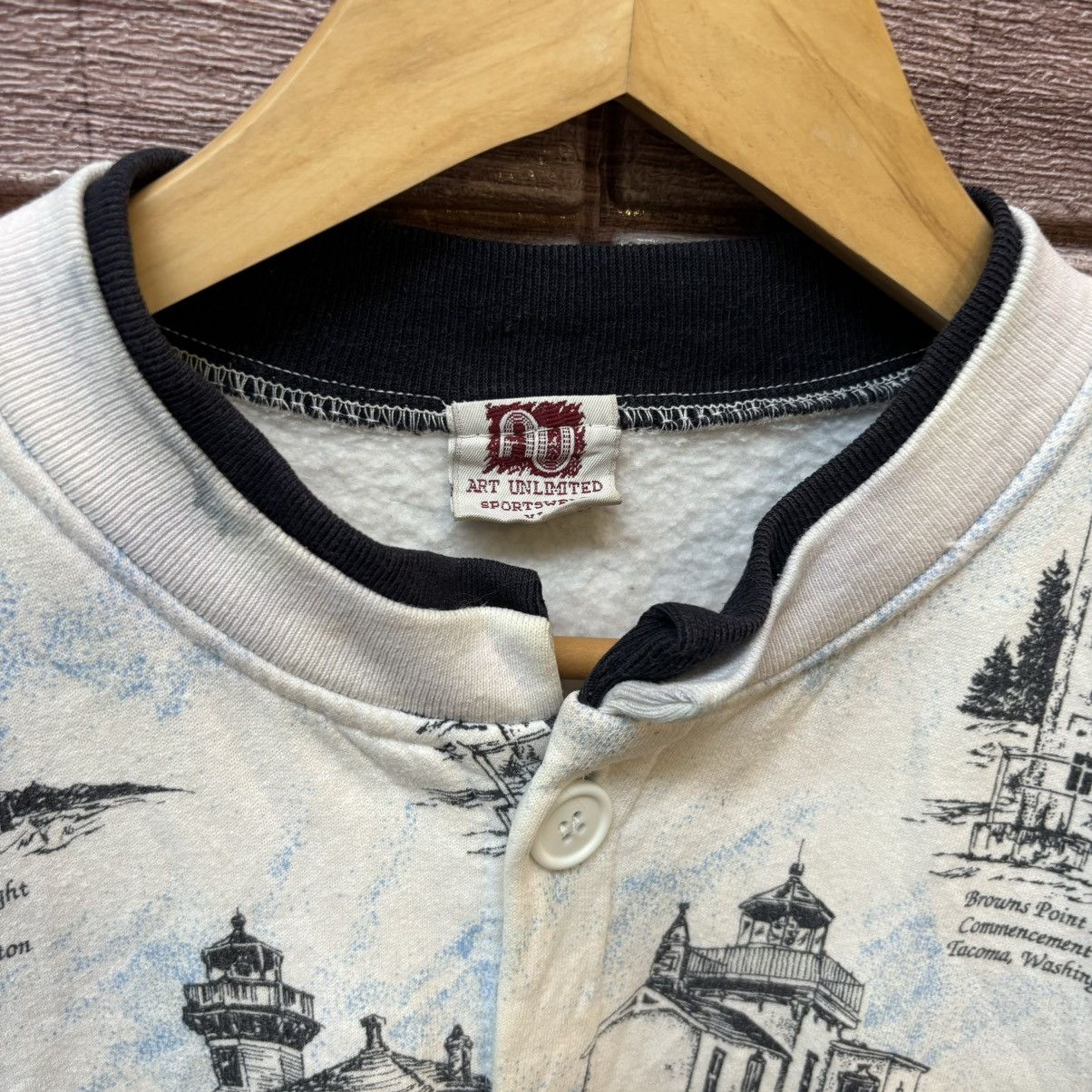 Vintage Vintage Washington State Lighthouses All Over Print Sweater Size US XL / EU 56 / 4 - 3 Thumbnail