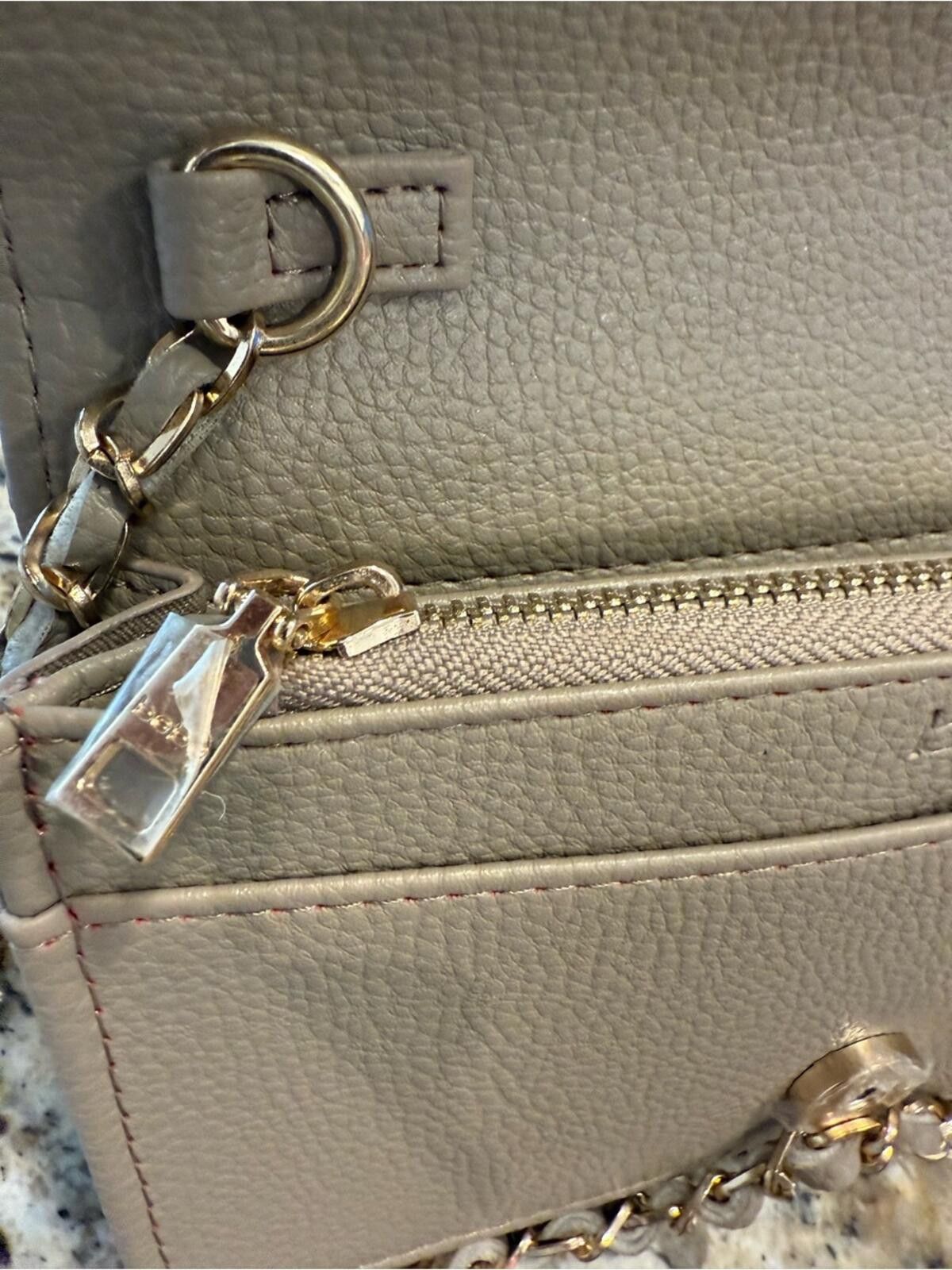 United Colors Of Benetton Bebe logo mini shoulder bag in tan black zips card slots Size ONE SIZE - 8 Thumbnail