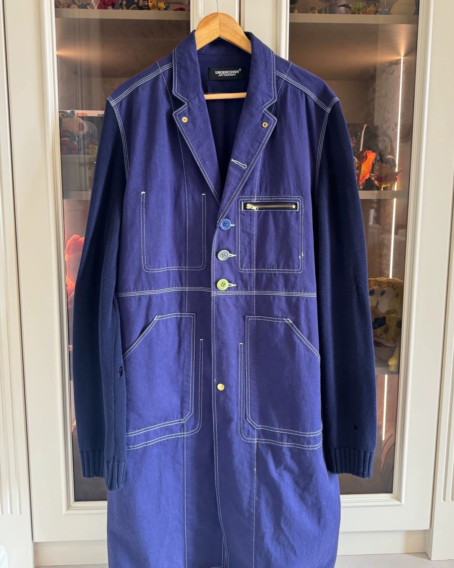 Undercover Undercover 21ss knitted damaged denim patchwork trench coat, Size US XXL / EU 58 / 5 - 1 Thumbnail
