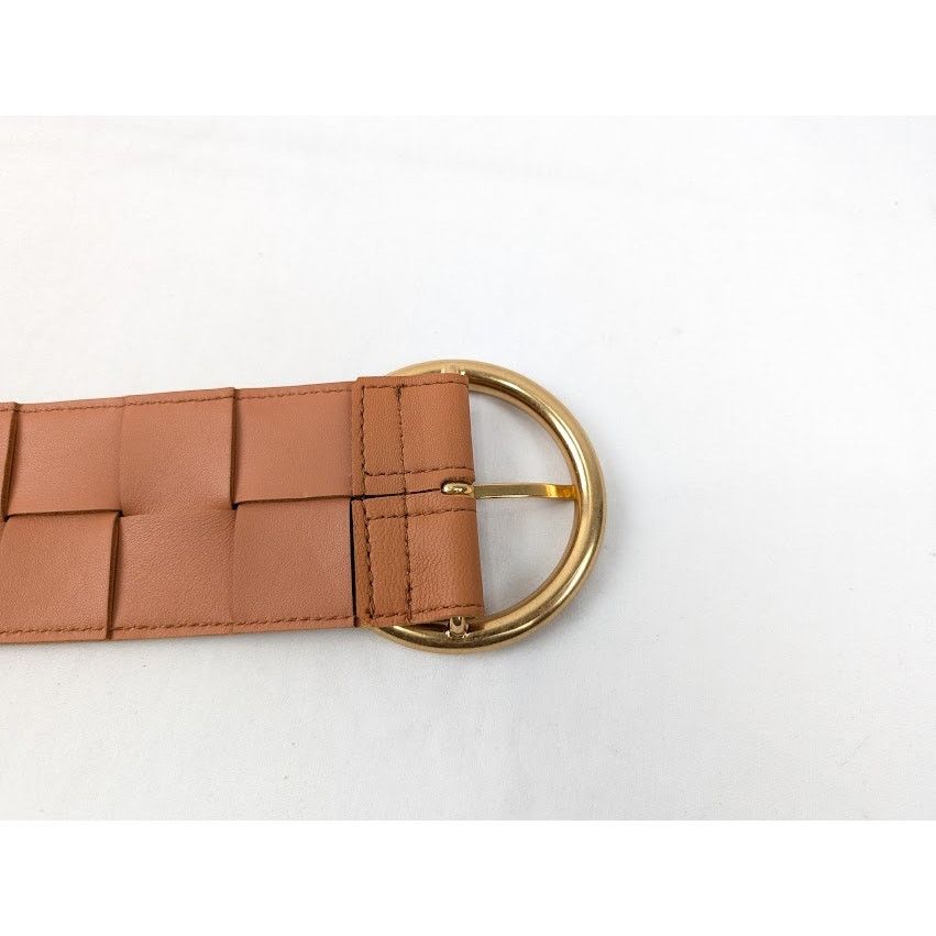 Bottega Veneta o1rshd1 Size: 85 / Intreccio Cintura Suede Belt in Clay/Gold Size ONE SIZE - 4 Thumbnail