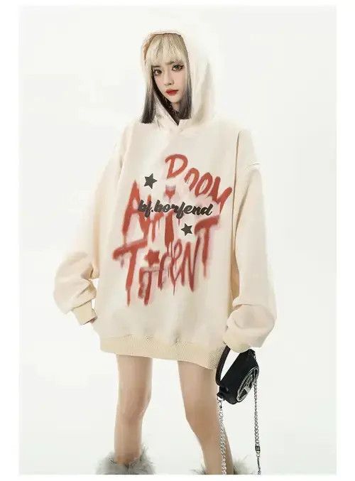 Japanese Brand Hoodie Casual Trend High Street Harajuku Loose Hoodie Size ONE SIZE - 2 Thumbnail