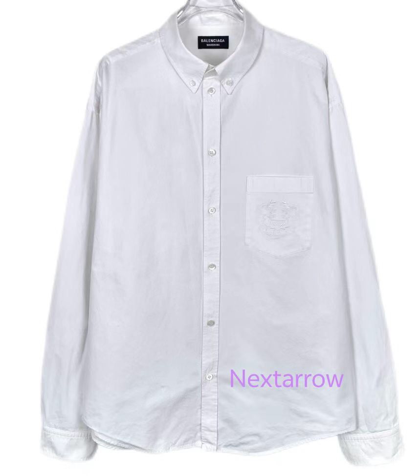 Balenciaga Balenciaga logo embroidered lapel white cotton long sleeve Size 38S - 1 Thumbnail