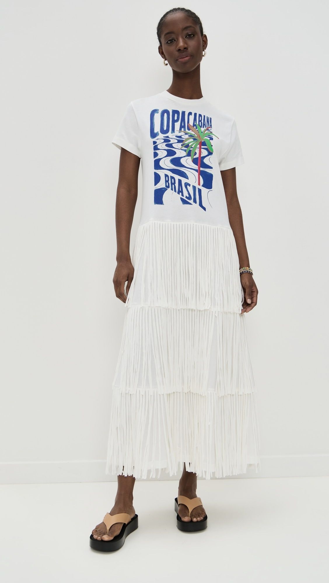 Farm Rio Copacabana Fringes T-Shirt Dress Size L / US 10 / IT 46 - 9 Thumbnail