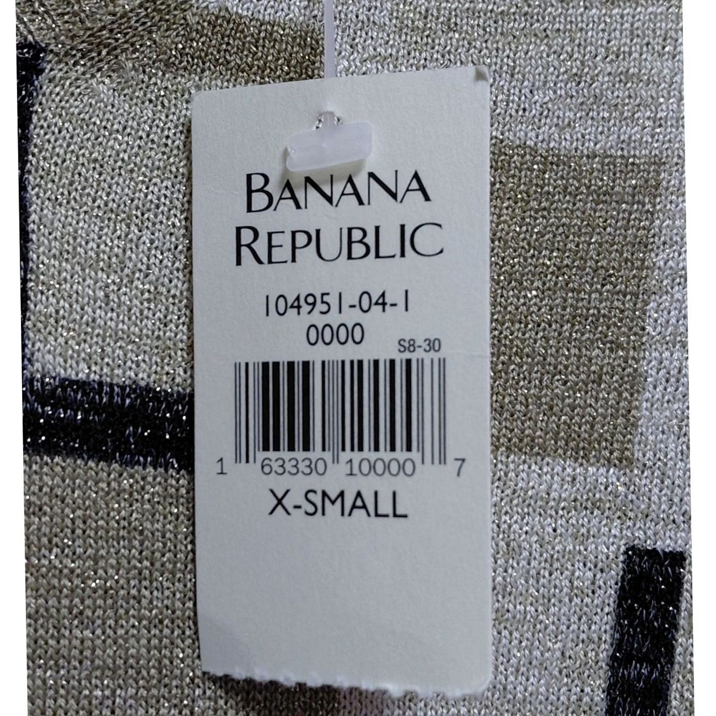 Banana Republic NWT Banana Republic Silk Blend Top Beige Geometric Print Short Sleeve V-Neck Knit Blouse XS Womens Size XS / US 0-2 / IT 36-38 - 5 Thumbnail