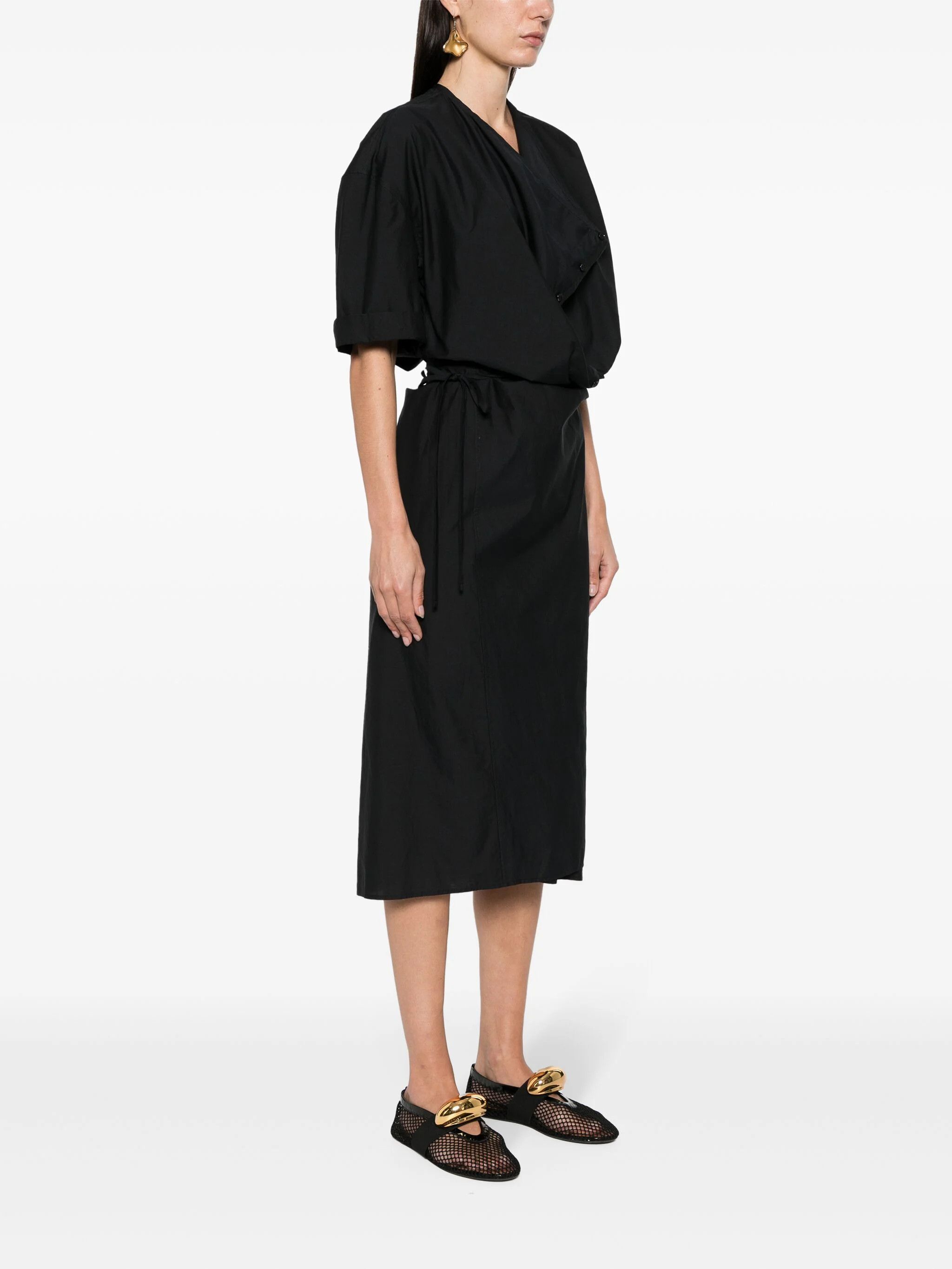 Lemaire o1s22i1n1024 Button-Down Chemisier Dress in Black Size XS / US 0-2 / IT 36-38 - 3 Thumbnail