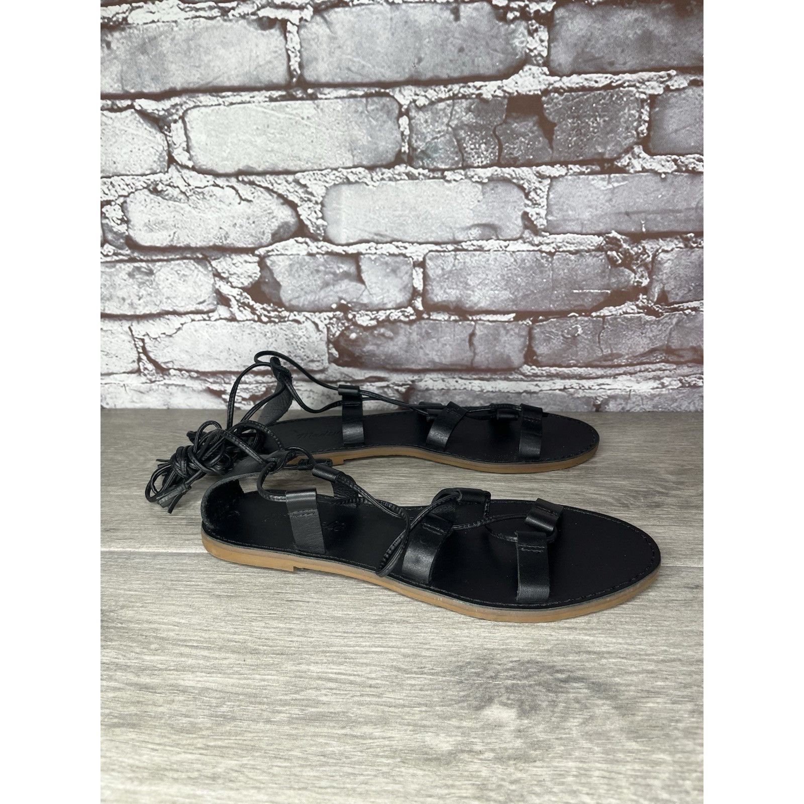 Madewell Madewell Boardwalk Black Leather Gladiator Lace Up Sandals W Size US 8 / IT 38 - 15 Thumbnail