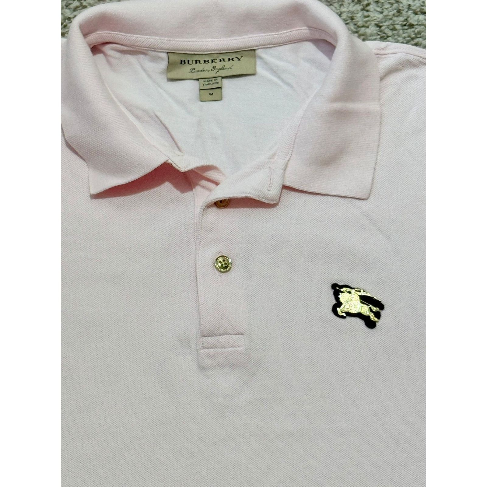 Burberry Burberry London England Pink Polo Shirt Mens Size M Slim Fit Size US M / EU 48-50 / 2 - 8 Thumbnail