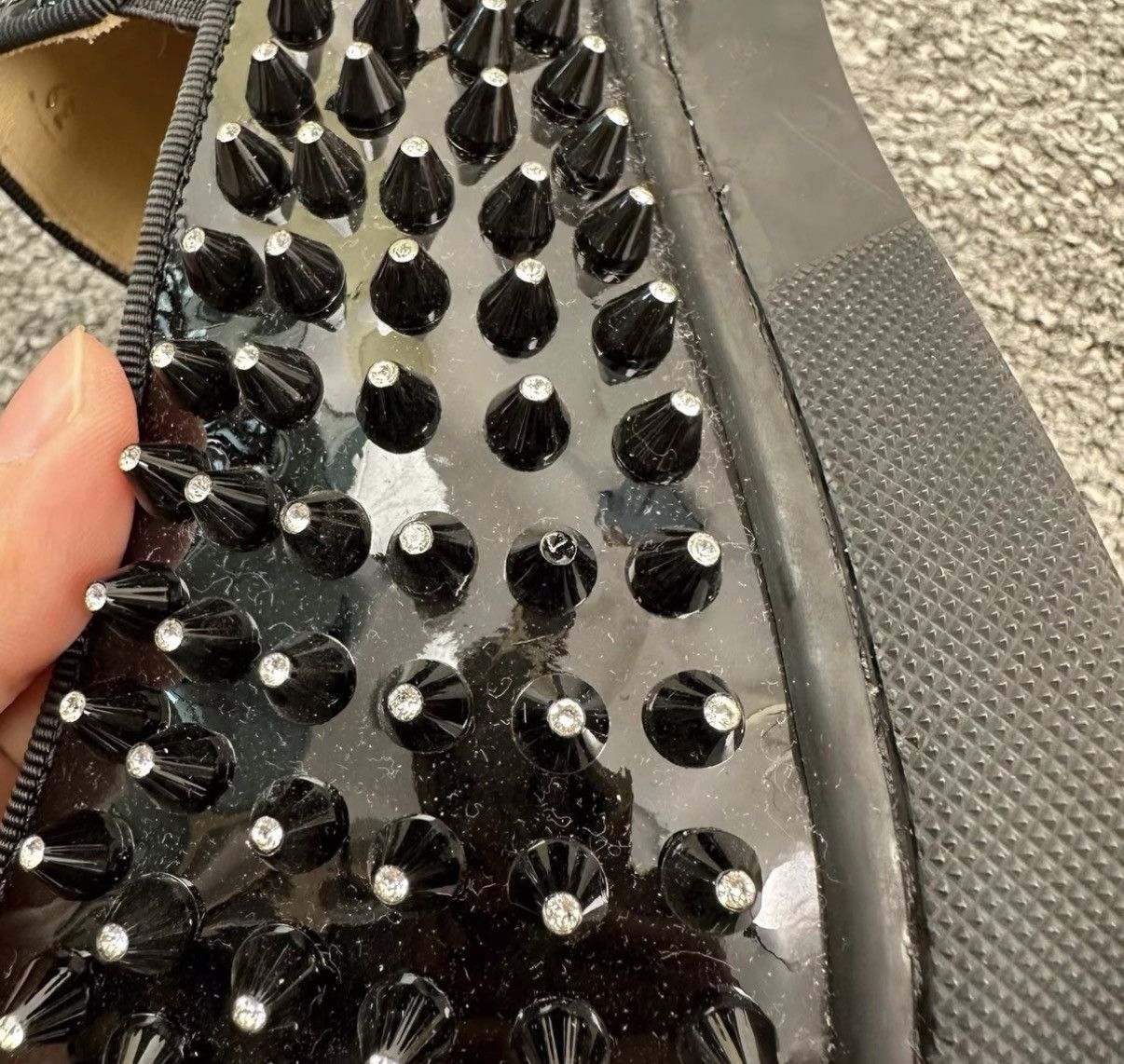 Christian Louboutin Christian Louboutin Black Studded Crystal Slip-Ons K12 Size US 6.5 / EU 39-40 - 6 Thumbnail