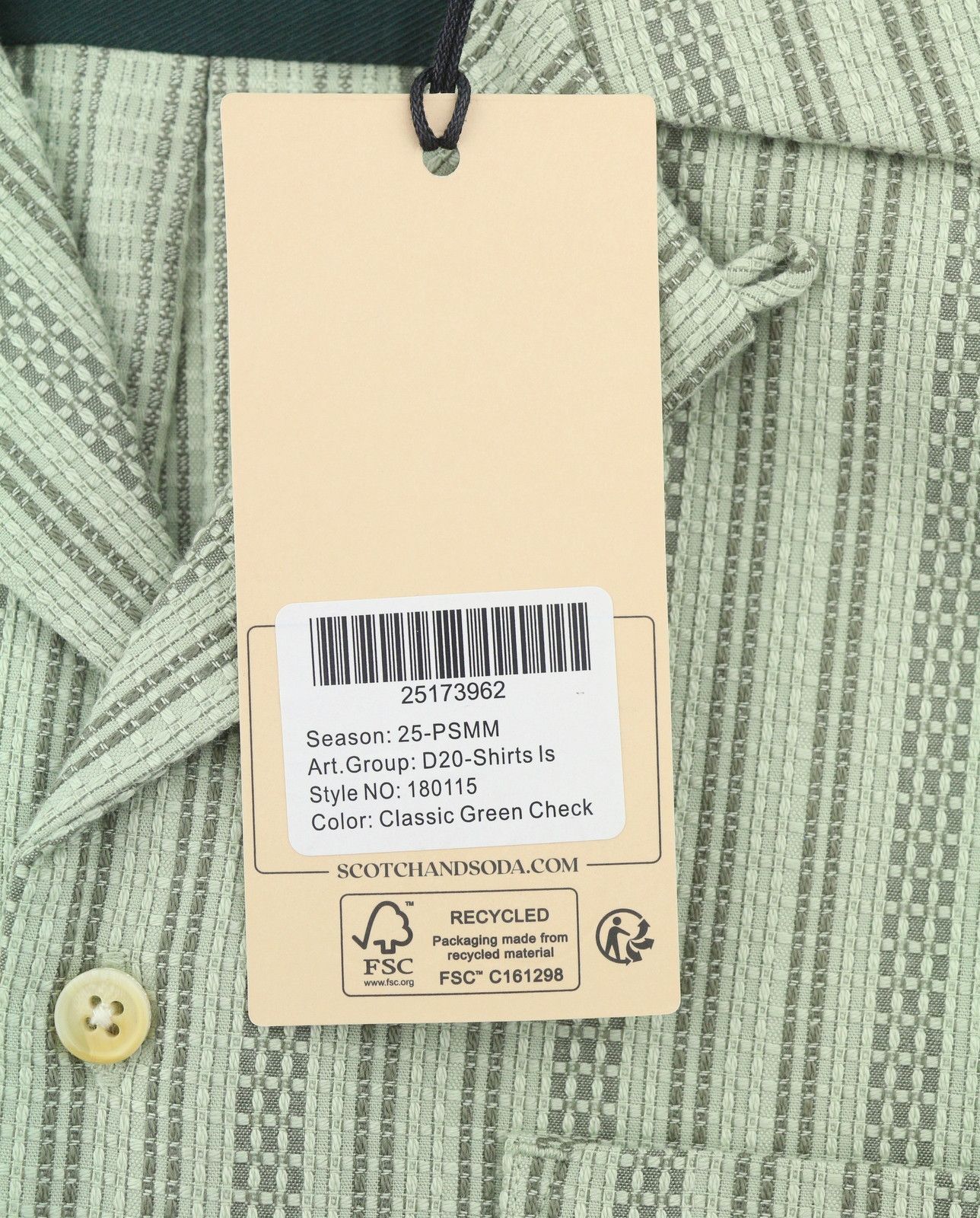 Scotch & Soda L Green Pinstriped Patch Pocket Shirt 88541 Size US L / EU 52-54 / 3 - 7 Thumbnail