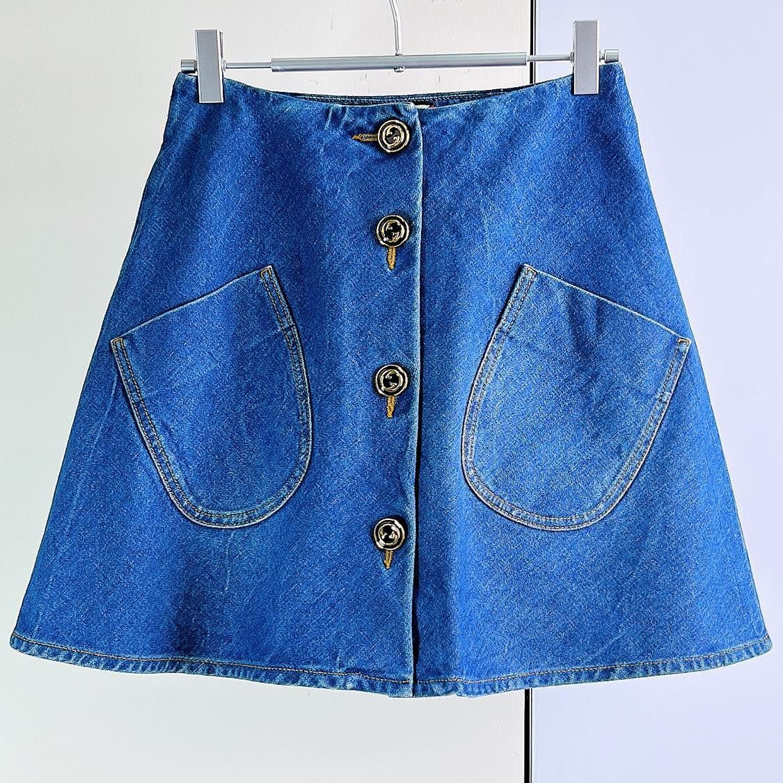 Gucci Gucci Double G Button Denim Mini Skirt Size 36 Size 25" / US 0 / IT 36 - 1 Thumbnail