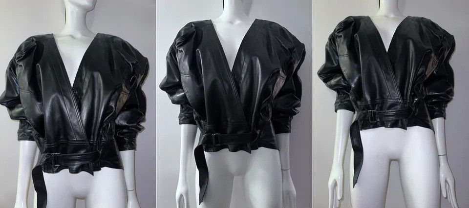 Claude Montana CLAUDE MONTANA POUR IDEAL CUIR Iconic Leather Coat Skirt Set Size M / US 6-8 / IT 42-44 - 5 Thumbnail