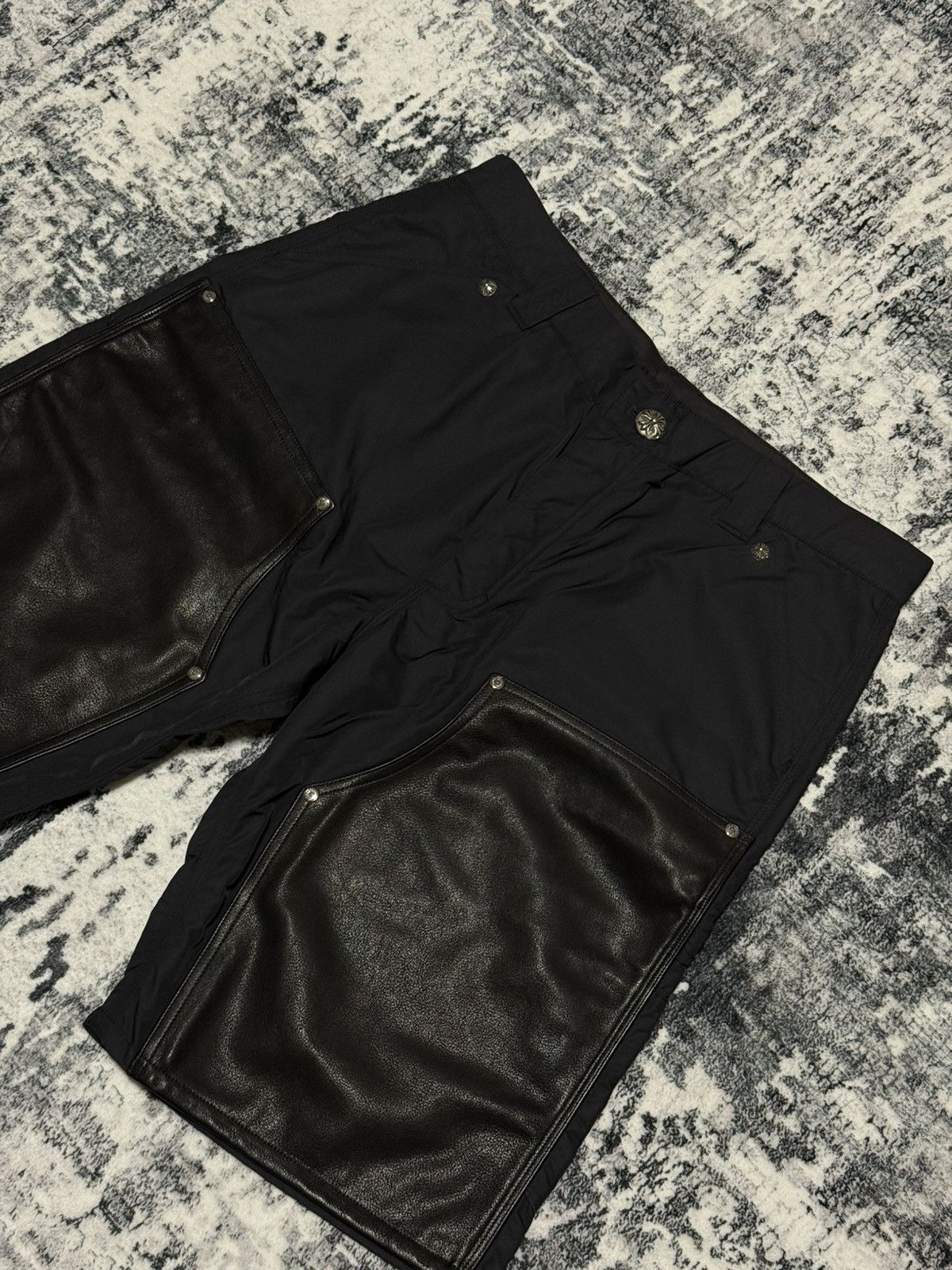 Chrome Hearts Chrome Hearts Cross Patch Leather Double Knee Shorts Size US 34 / EU 50 - 2 Thumbnail