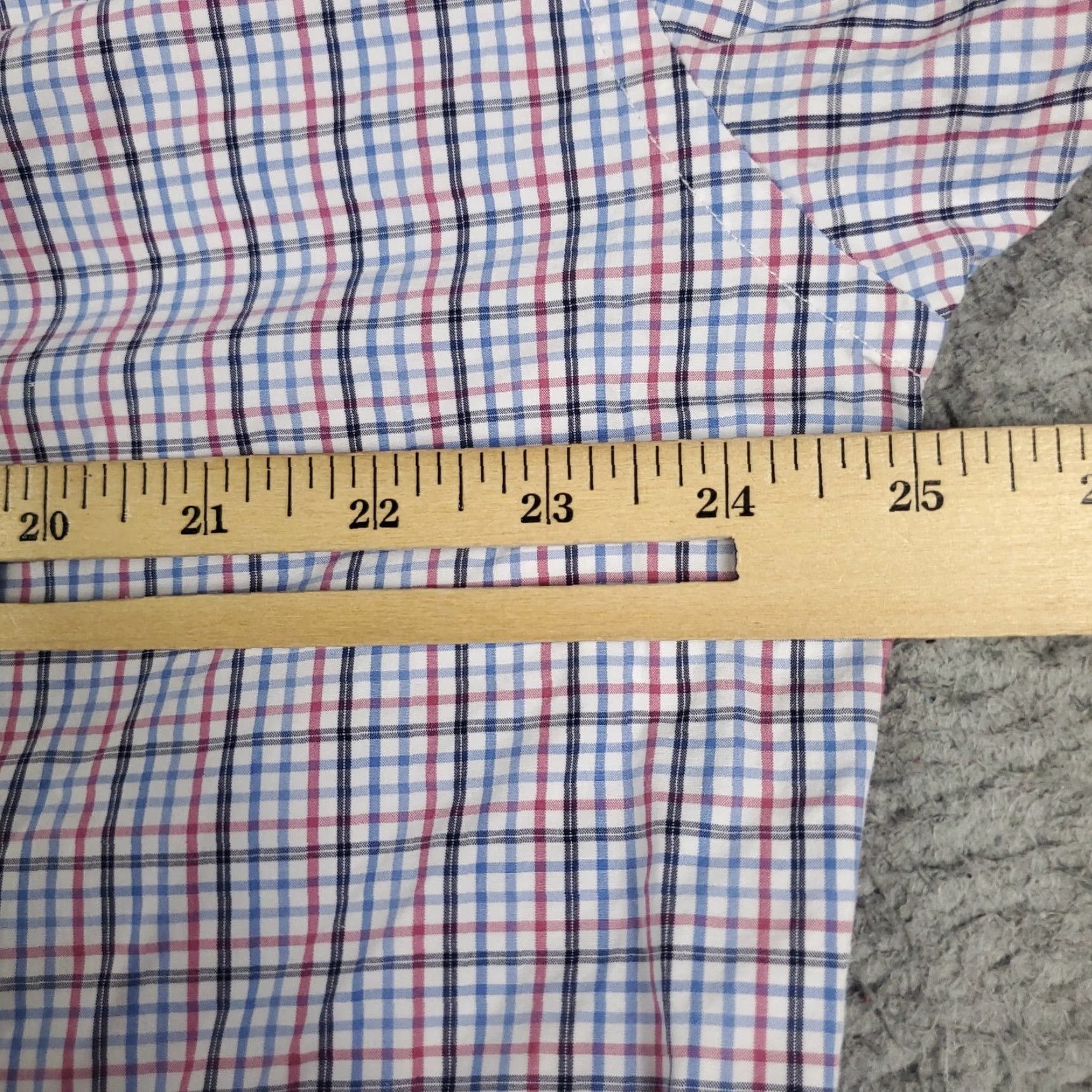 David Donahue David Donahue Shirt Mens Size 16.5 Blue Red Plaid Dress Button Up Long Sleeve Non-Iron Classic Casual Business Size 42R - 5 Thumbnail