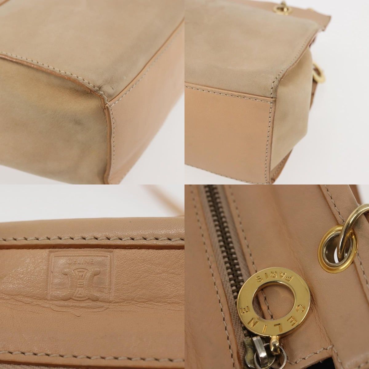 Celine CELINE Shoulder Bag Suede Leather Beige Gold Size ONE SIZE - 11 Thumbnail