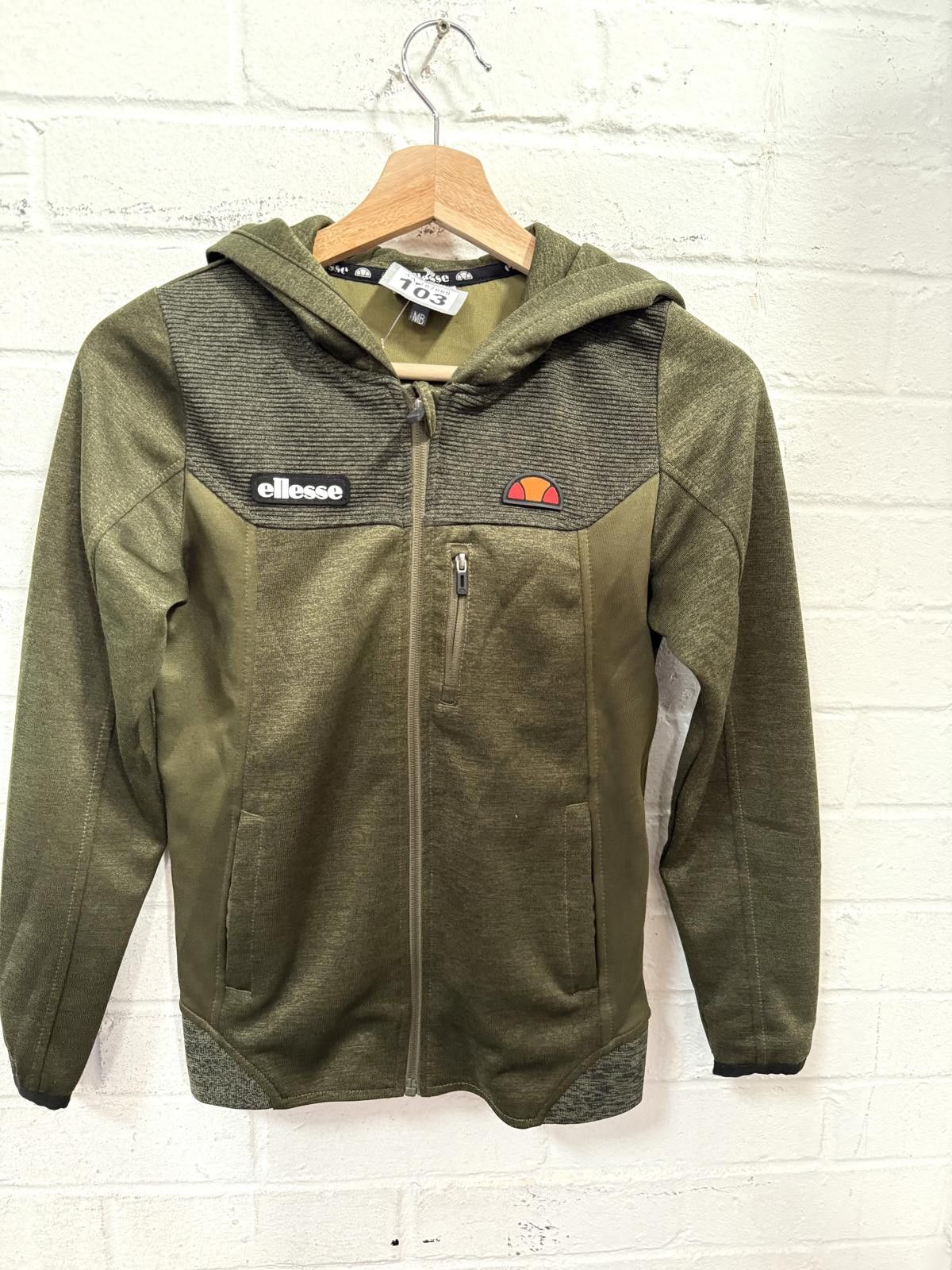 Ellesse Ellesse Men's Olive Green Hooded Zip-Up Sweatshirt Size US M / EU 48-50 / 2 - 1 Thumbnail