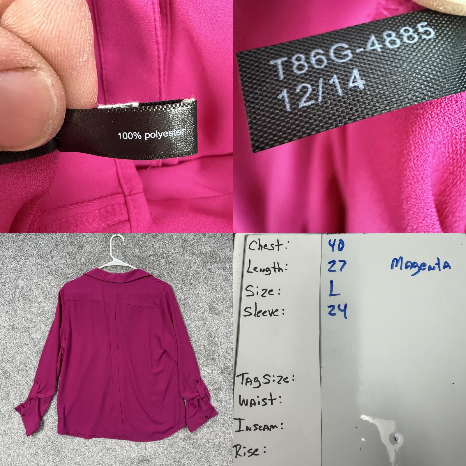 Vintage VINTAGE: No. The Limited Ashton Blouse L Magenta Silky Crepe Office Siren Chic Barbiecore Size L / US 10 / IT 46 - 8 Thumbnail