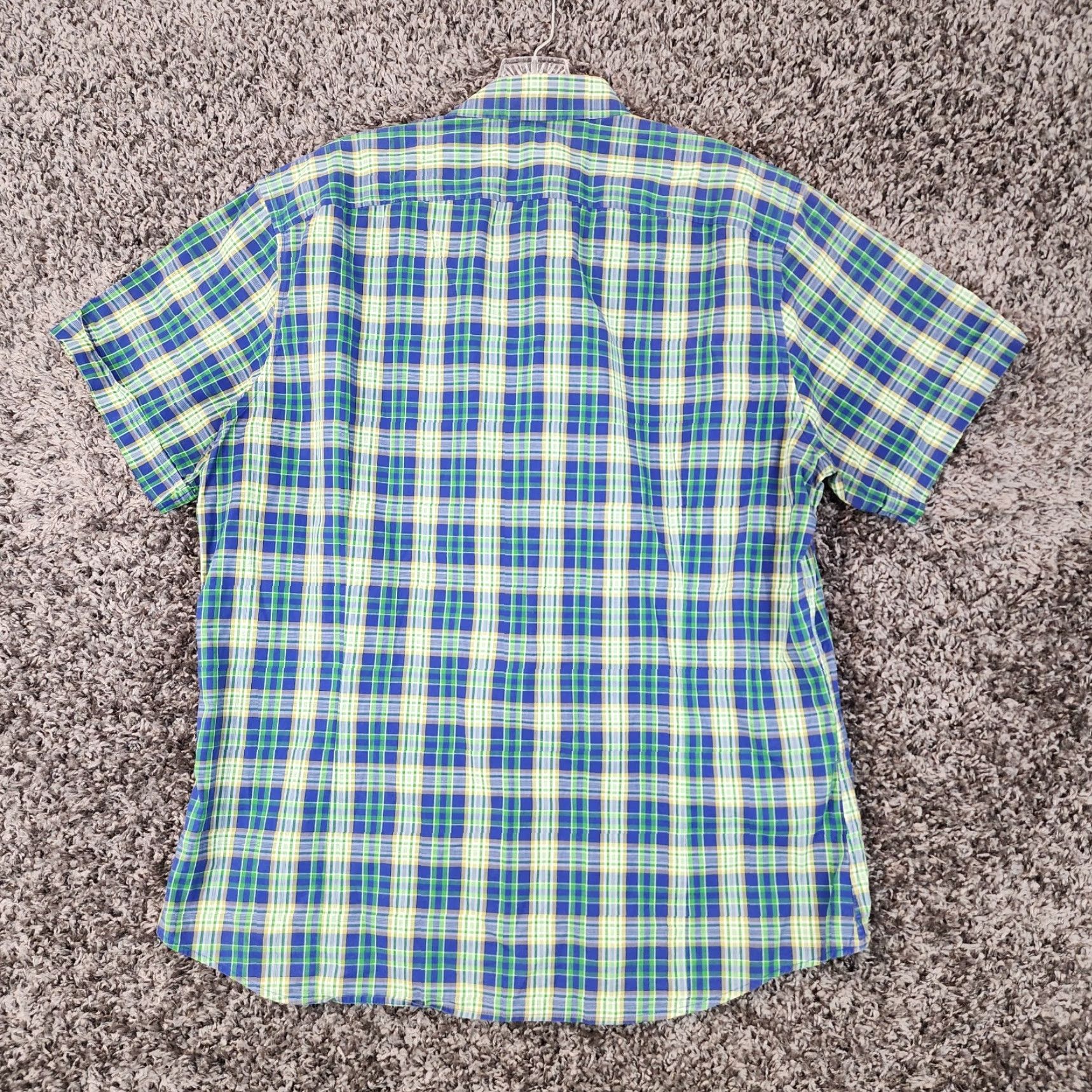 Banana Republic Banana Republic Mens Blue Green Plaid Short Sleeve Button-Up Size L Size US 33 - 6 Thumbnail
