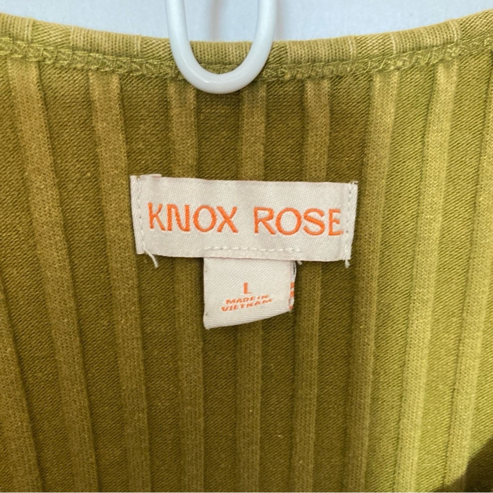 Other Knox Rose Brown Green Ribbed Long Sleeve Blouse Shirt Top Size L / US 10 / IT 46 - 2 Thumbnail