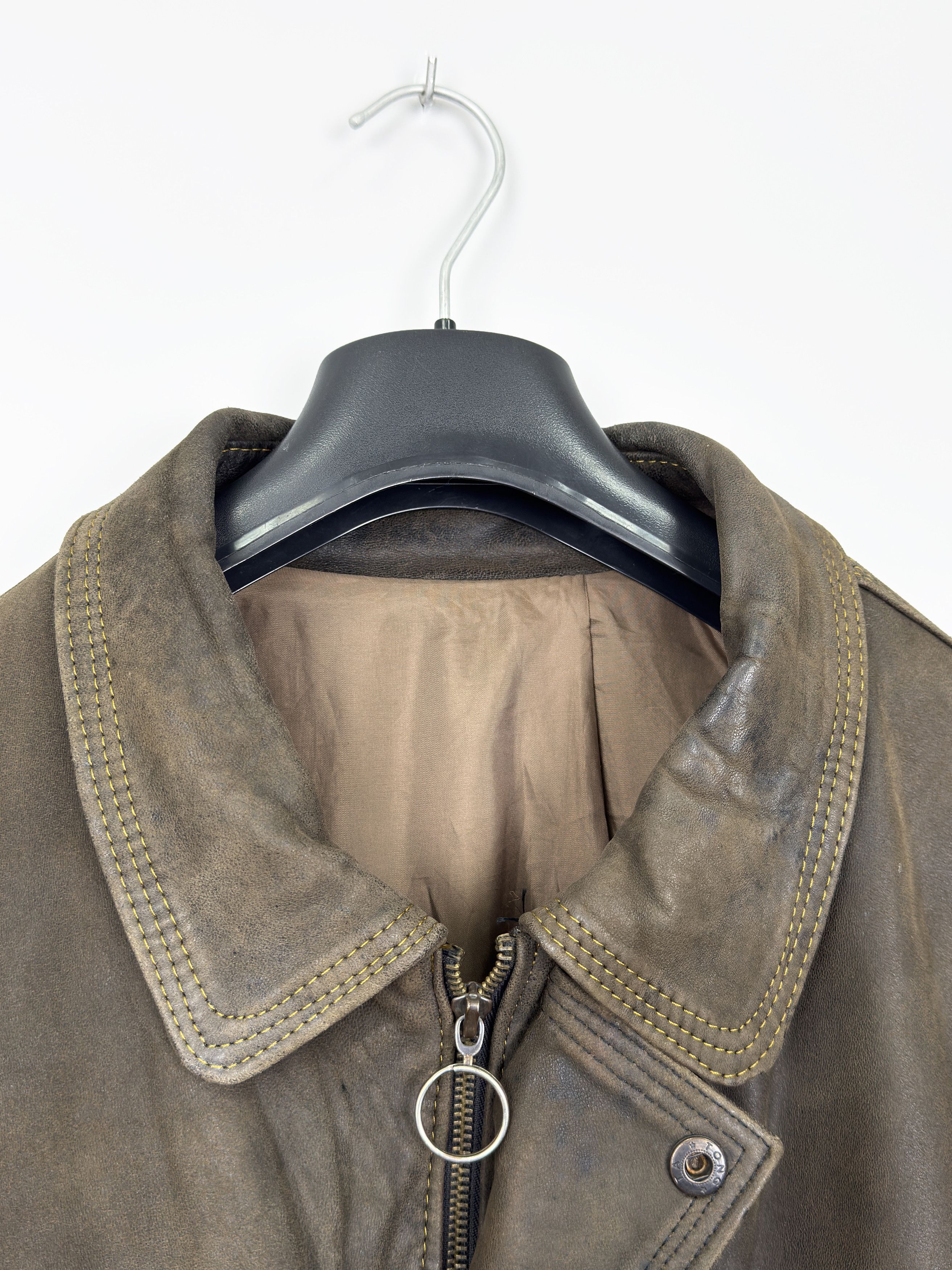 Diesel Vintage Diesel Brown Embroidered Logo Leather Jacket Size US XXL / EU 58 / 5 - 14 Thumbnail