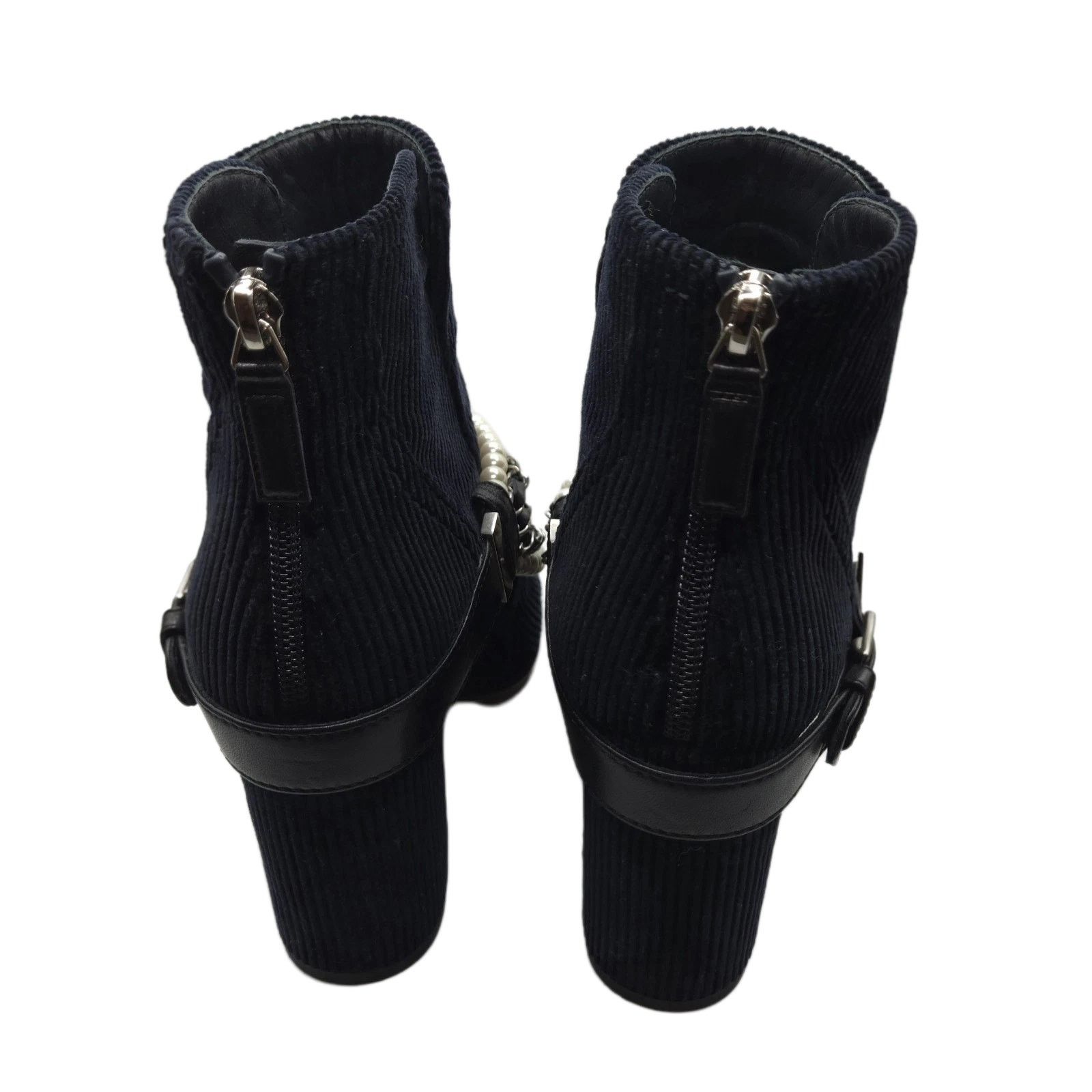 Chanel Chanel Navy Corduroy Cap Toe Booties, EU 36 (US 6) Size US 6 / IT 36 - 3 Thumbnail