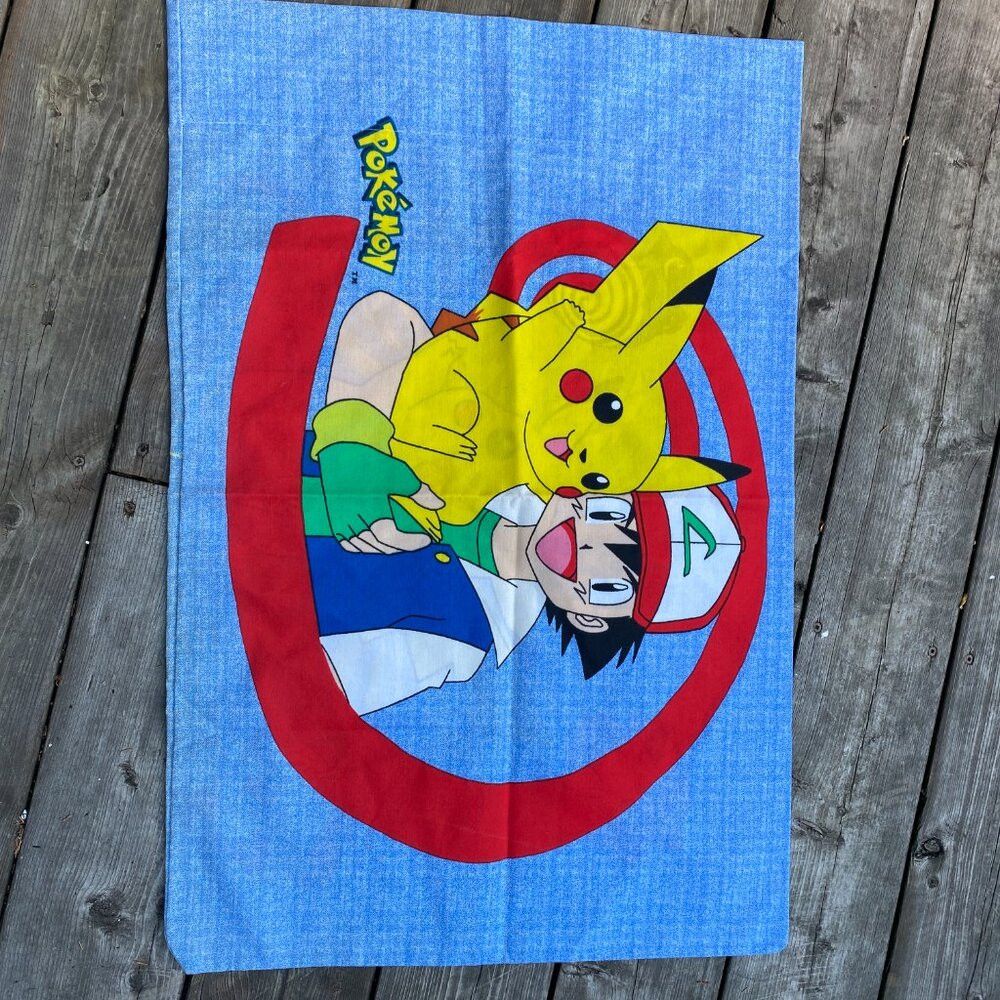 Pokemon × Vintage Vintage 1999 Pokémon Pillowcase Pikachu & Squirtle Y2K Size ONE SIZE - 3 Thumbnail