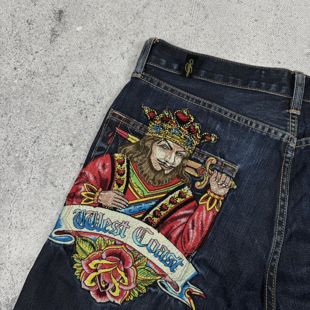 Christian Audigier × Ed Hardy RARE Christian Audigier West Coast Embroidered King Jeans Size US 34 / EU 50 - 7 Thumbnail
