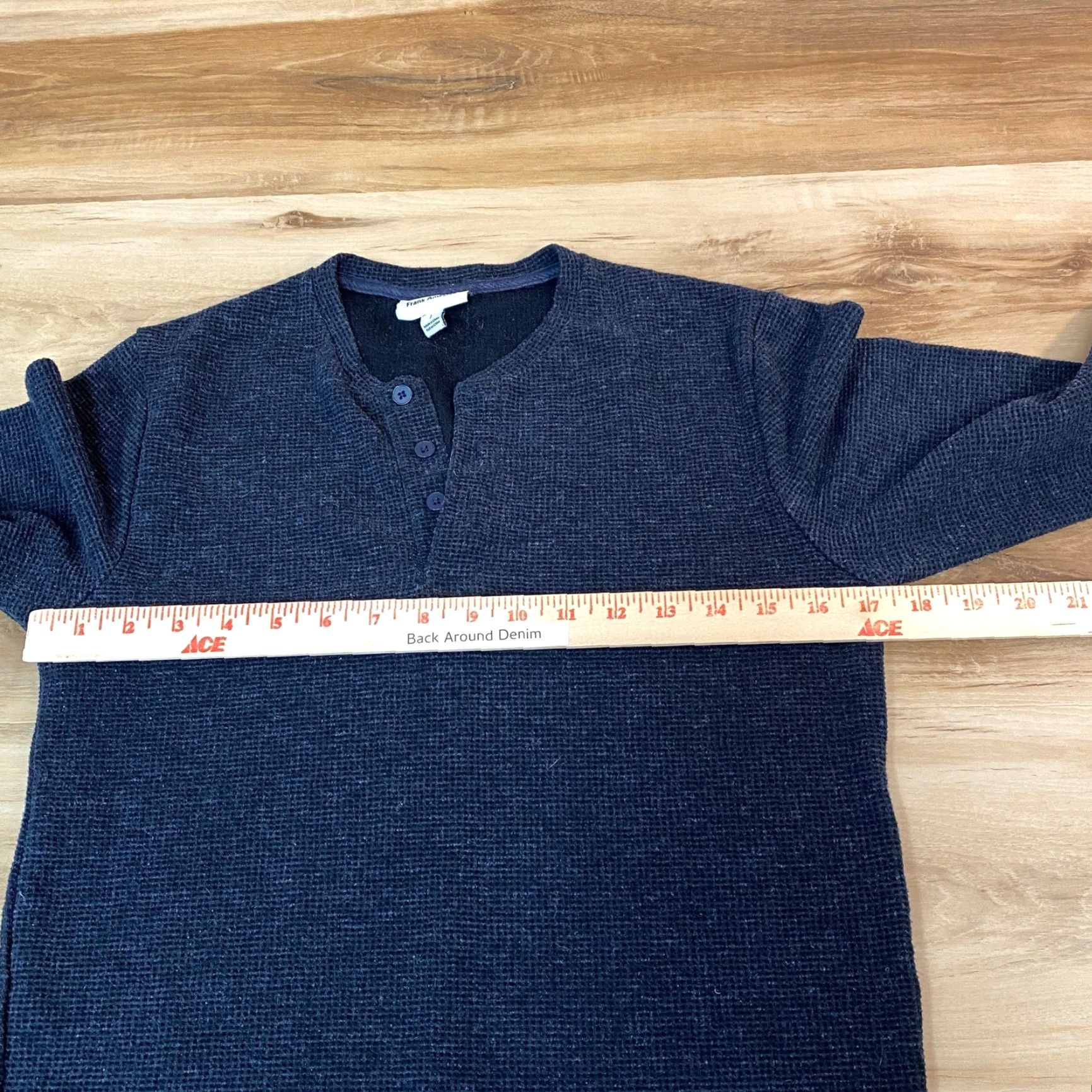 Frank And Oak Frank And Oak Shirt Mens Small Long Sleeve Waffle Knit Henley Shirt Navy Blue Size US S / EU 44-46 / 1 - 5 Thumbnail