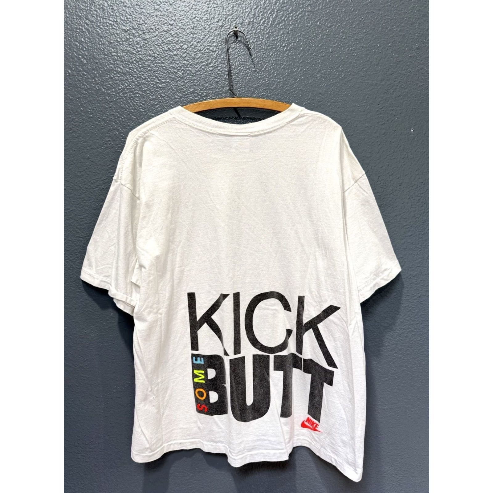Nike VINTAGE Nike Swoosh Tee Shirt White Cotton T-Shirt 90s Size L Mens USA Size US L / EU 52-54 / 3 - 2 Thumbnail