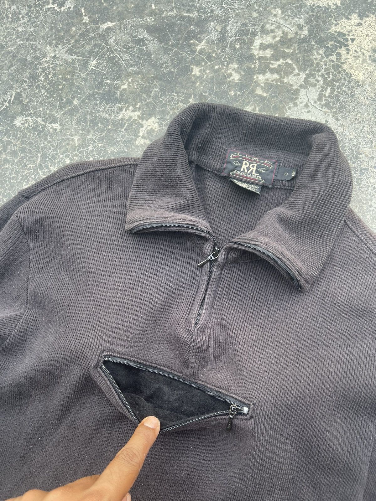 RRL half zipper Centre Pocket body fit shirt