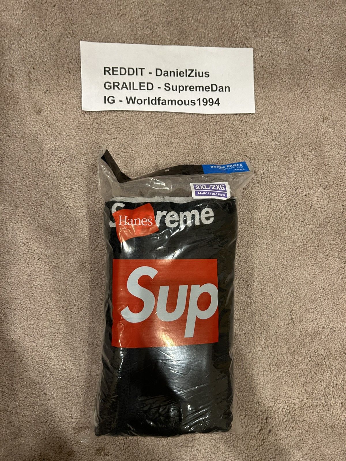 Hanes × Supreme Supreme x Hanes Boxer Briefs (4 Pack) 'Black' Size 46 - 2 Thumbnail