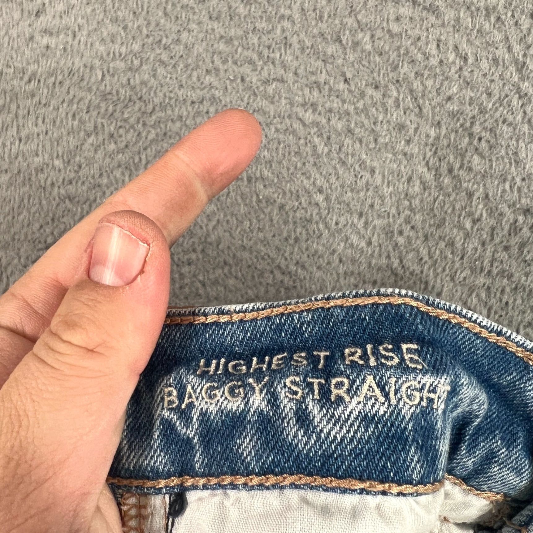 American Eagle Outfitters American Eagle Strigid High Rise Baggy Straight Jeans Women's Size 0 Blue Size 25" / US 0 / IT 36 - 7 Thumbnail