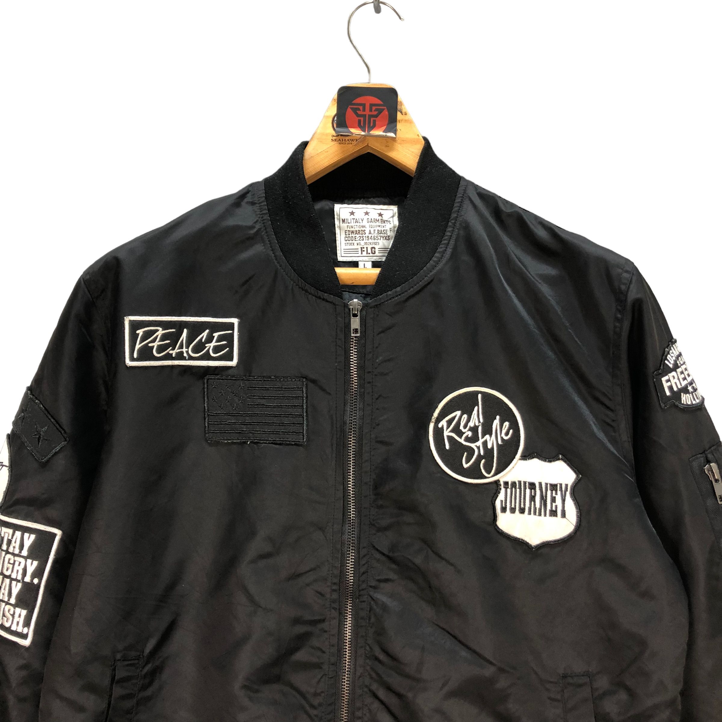 Japanese Brand MILITARY GARMENT PATCHES BOMBER JACKET #7338-130 Size US L / EU 52-54 / 3 - 2 Thumbnail