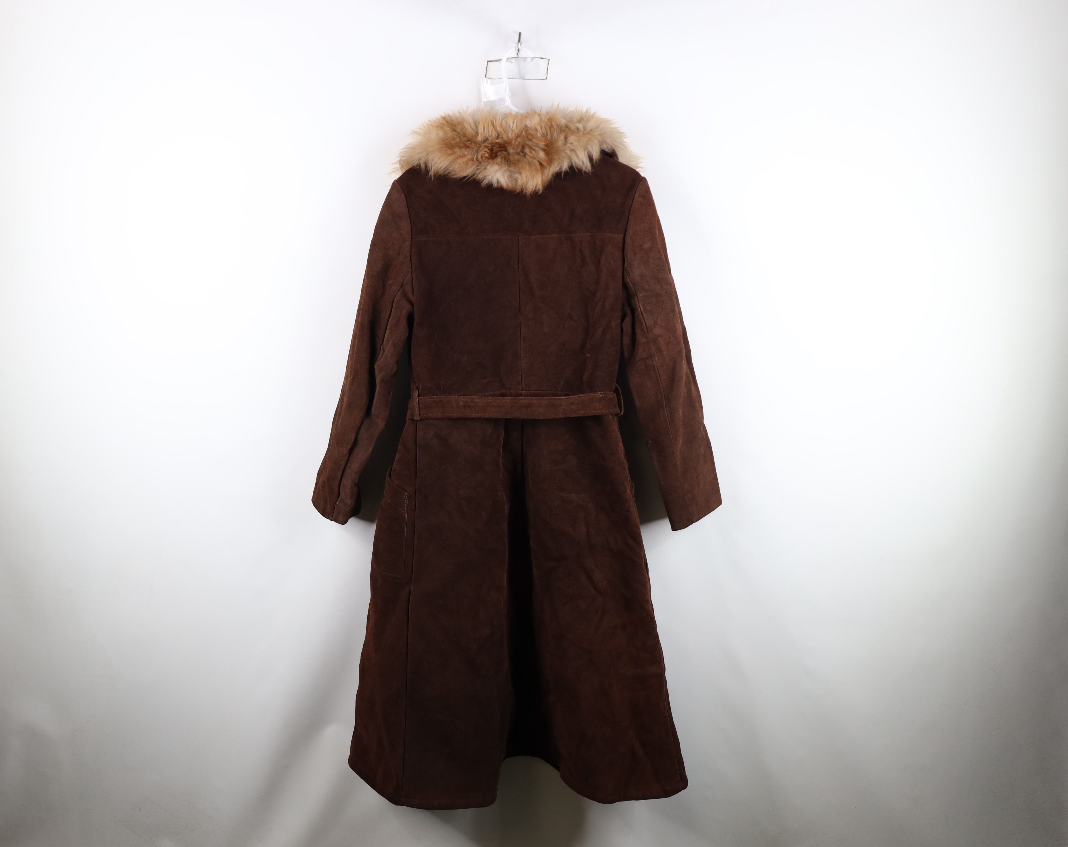 Vintage Vintage 60s Heavyweight Shearling Leather Belted Jacket Size L / US 10 / IT 46 - 12 Thumbnail