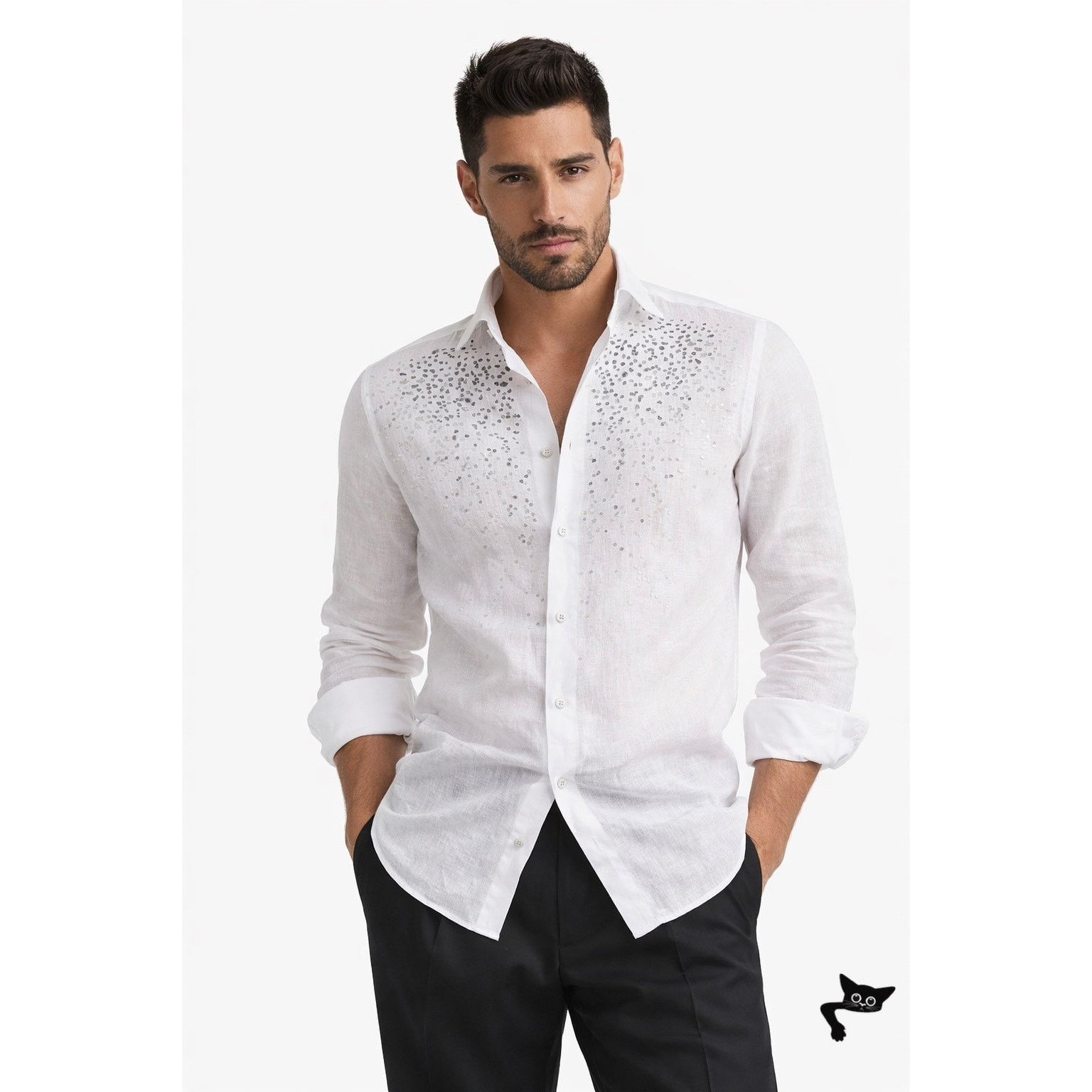 Other 100% Capri White Dust Blue Embroidered Pebble Rock Shirt XXL Size US XXL / EU 58 / 5 - 4 Thumbnail