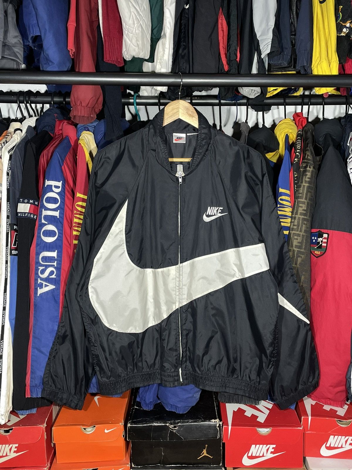Nike × Vintage Windbreaker Nike Big Swoosh Vintage 90’s Size US M / EU 48-50 / 2 - 1 Thumbnail