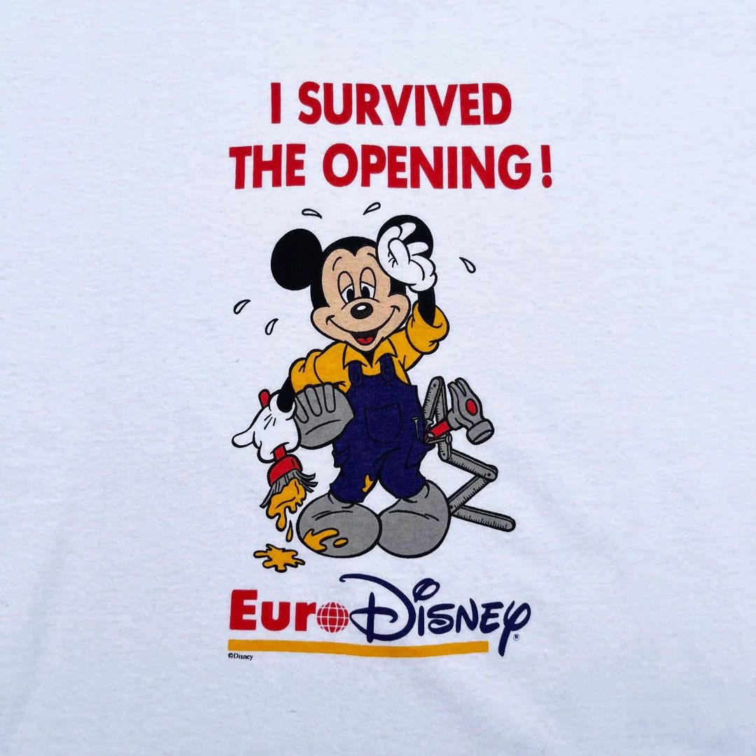 Hanes Disneyland Paris 92 90s Euro Disney Vtg Park Opening Crew T Size US XL / EU 56 / 4 - 2 Thumbnail