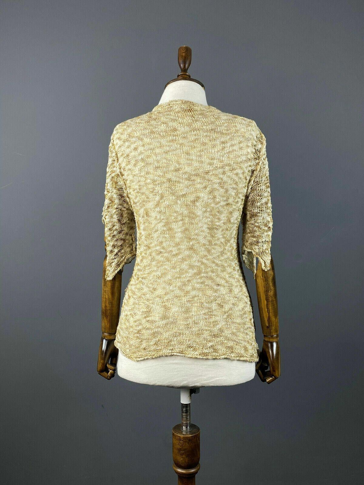 Designer Elisa Cavaletti Sono Italiano Beige Knit Sweater Cape M L Size M / US 6-8 / IT 42-44 - 6 Thumbnail