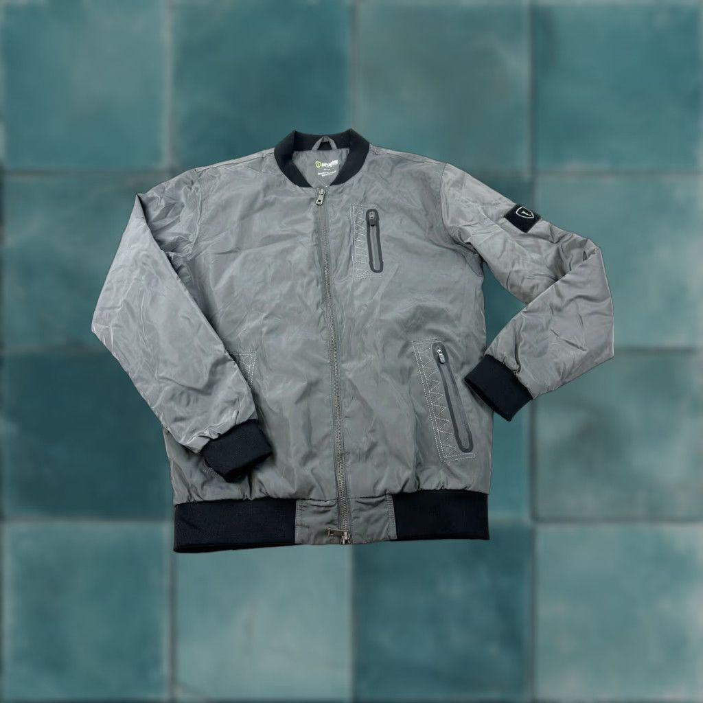 Vintage Adrenaline Bomber Jacket Men’s Small Gray Nylon Zip Short Band Collar Regular Size US S / EU 44-46 / 1 - 1 Thumbnail