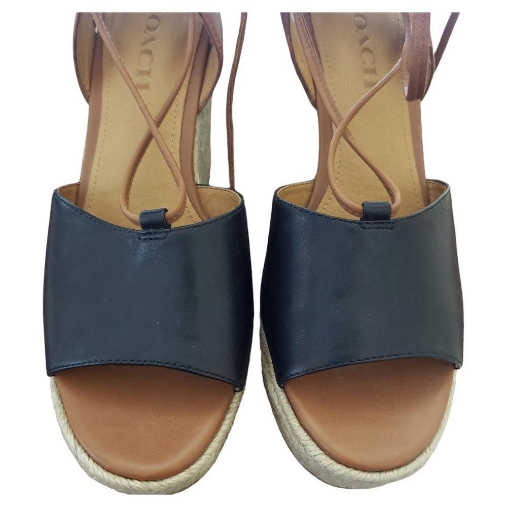 Coach Coach Black Wedged Sandals 4"Heels Size 8.5 Size US 8.5 / IT 38.5 - 3 Thumbnail