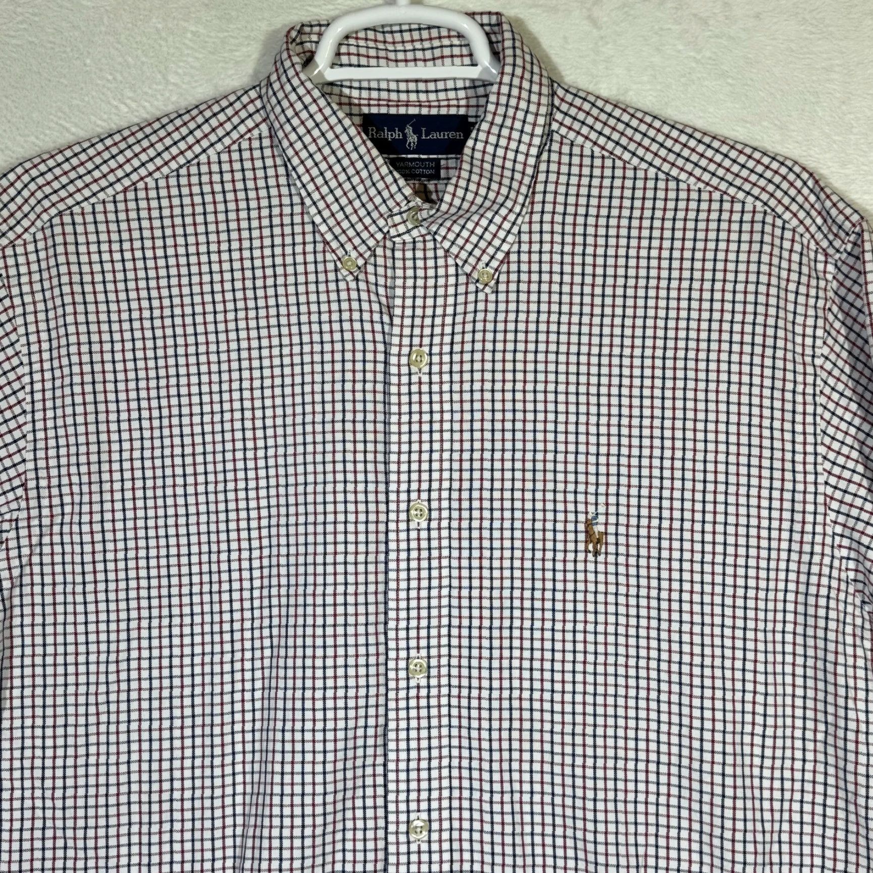 Ralph Lauren Ralph Lauren Yarmouth Shirt Mens 16.5 35 Red Blue Check Button-Down Long Sleeve Shirt Size US L / EU 52-54 / 3 - 5 Thumbnail