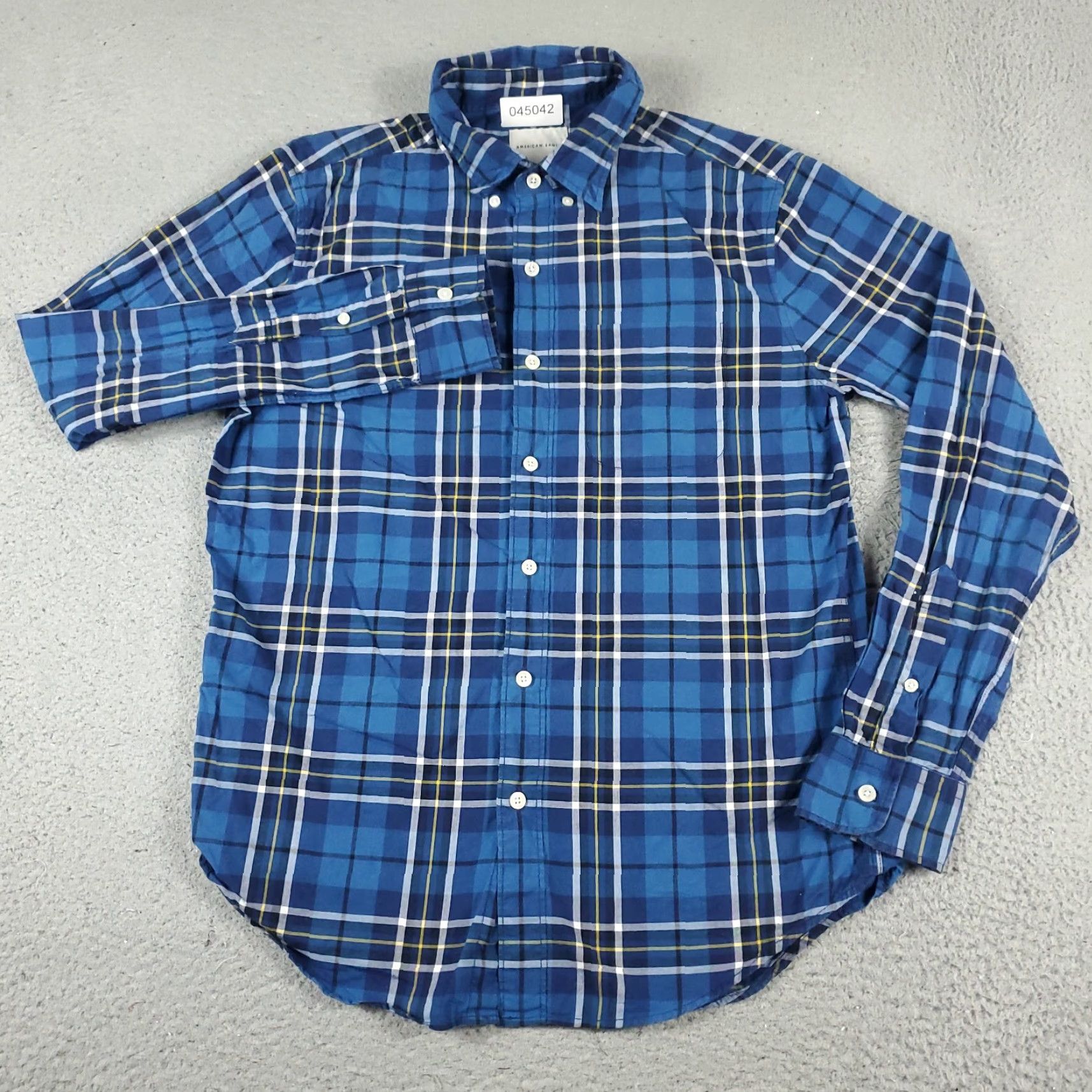 American Eagle Outfitters American Eagle Outfitters Shirt Mens Small Blue Plaid Button-Up Long Sleeve Casual Modern Preppy Size US S / EU 44-46 / 1 - 2 Thumbnail