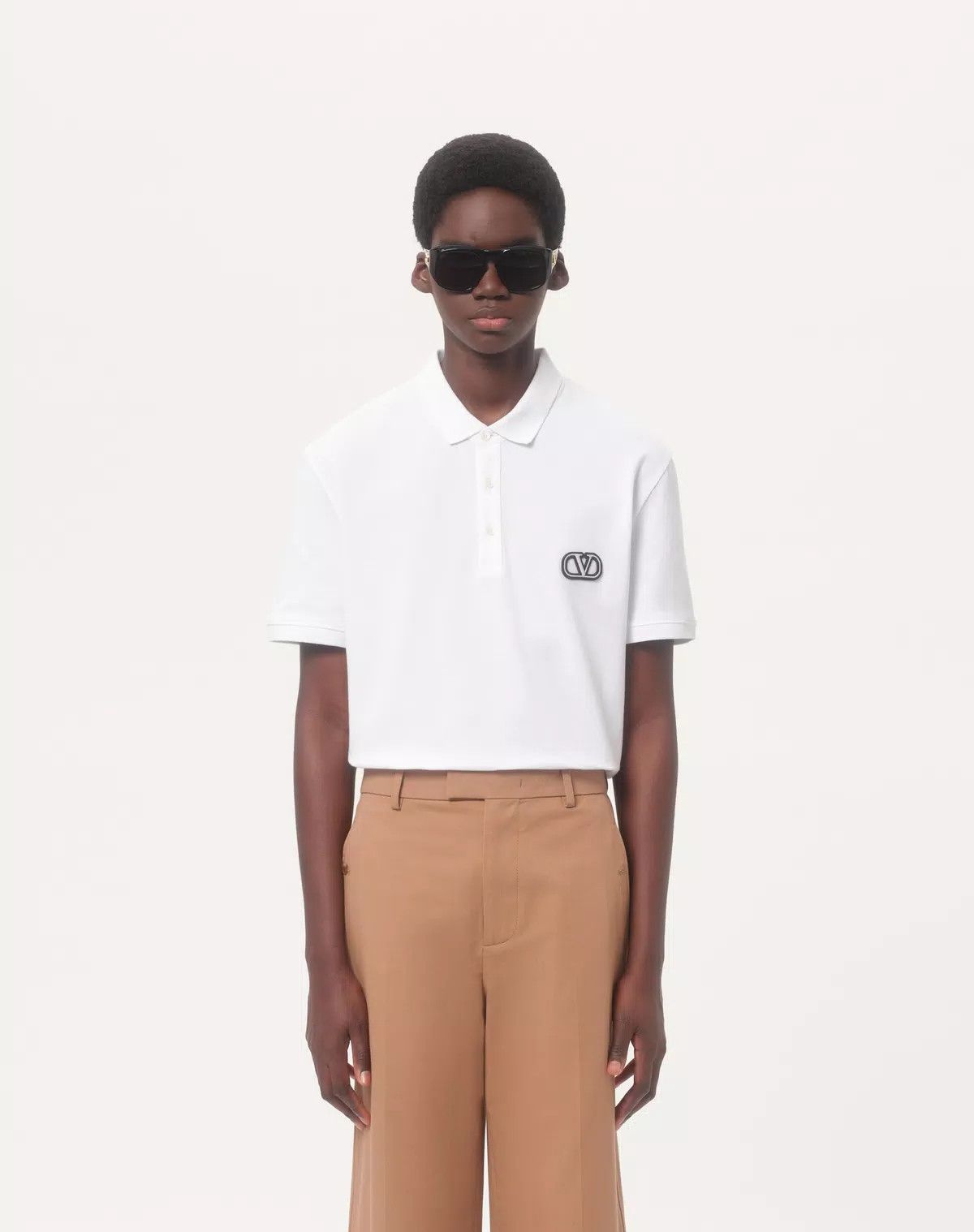 Valentino oc11z0725 Cotton Pique Polo Shirt in White Size US XL / EU 56 / 4 - 5 Thumbnail