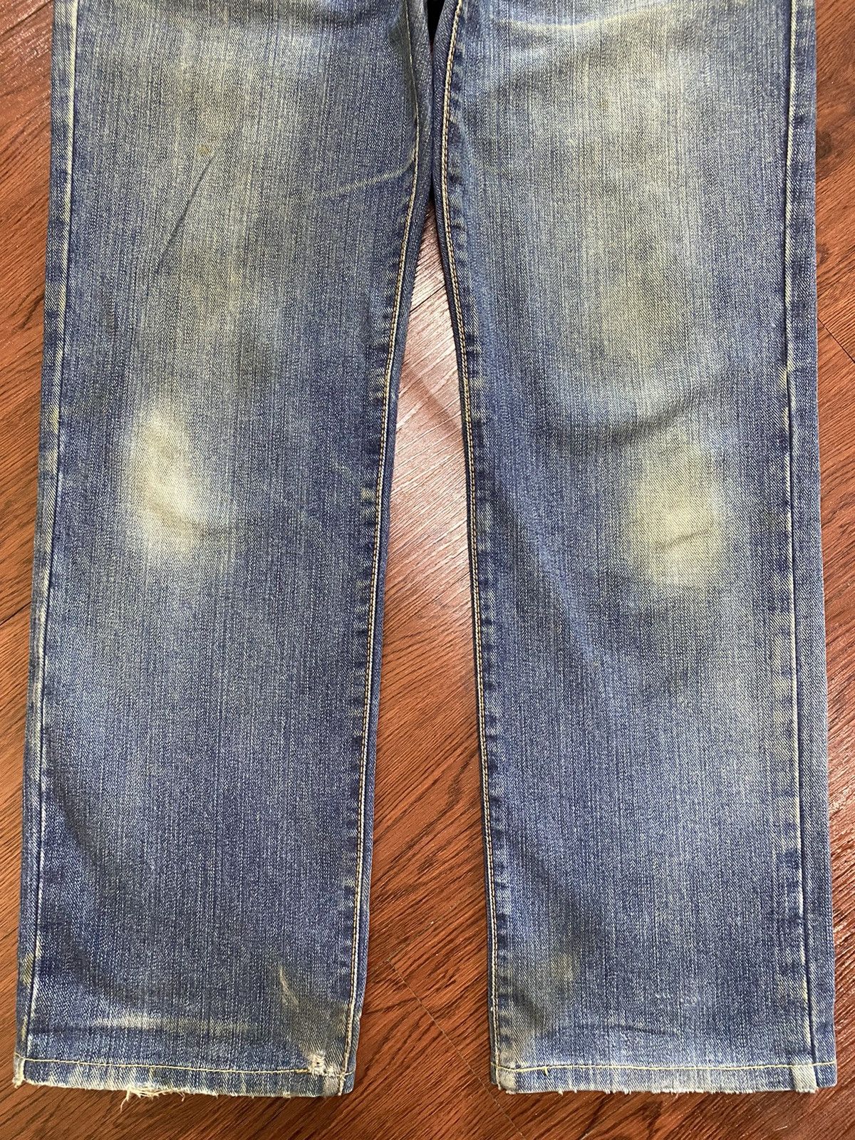 Japanese Brand Vintage Edwin503 Blue Wash Distressed Loose Jeans Size US 31 - 5 Thumbnail