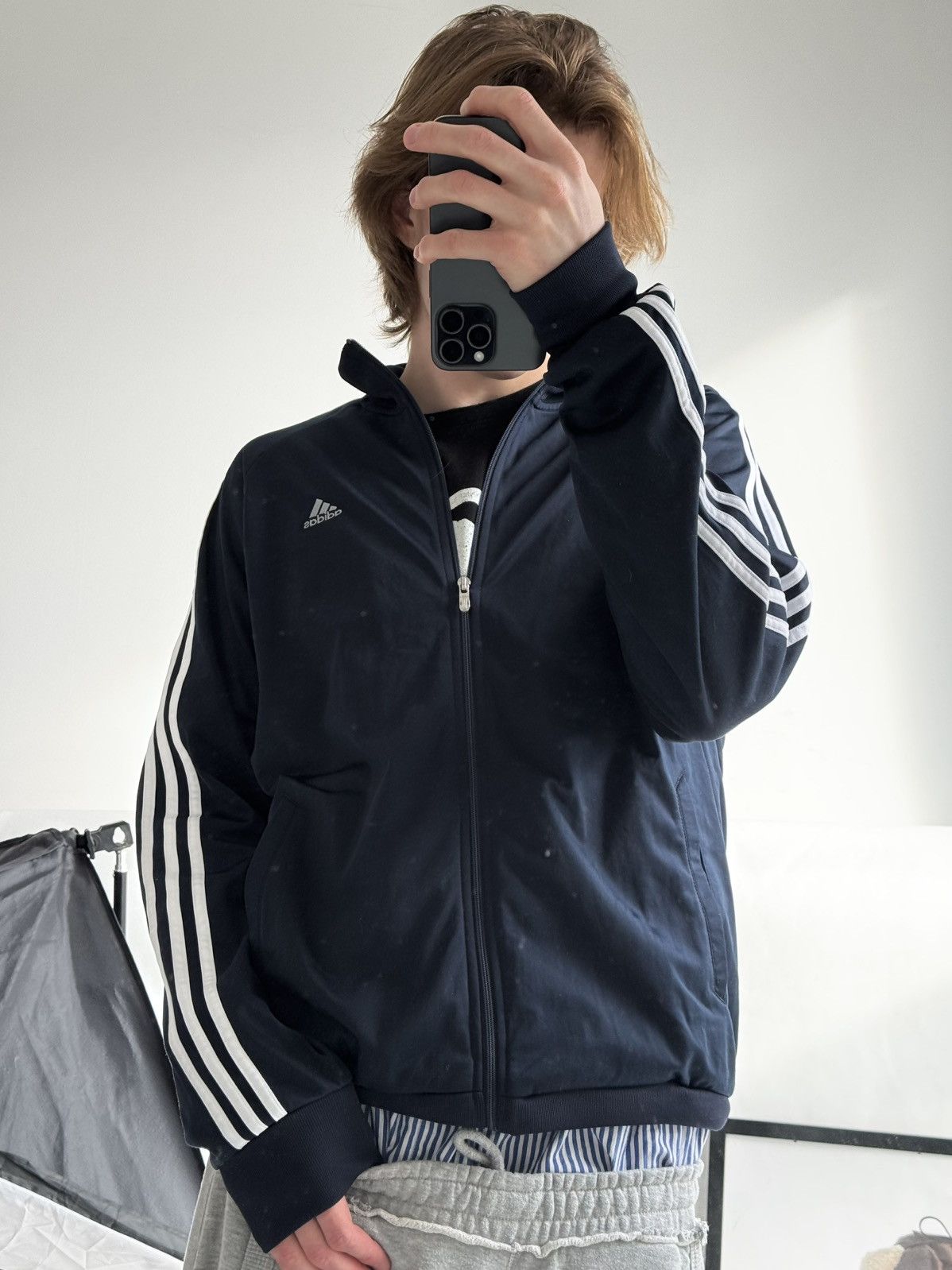 Adidas Vintage Crazy Adidas Navy Track Jacket Y2K Zip Up Hoodie Size US L / EU 52-54 / 3 - 1 Thumbnail