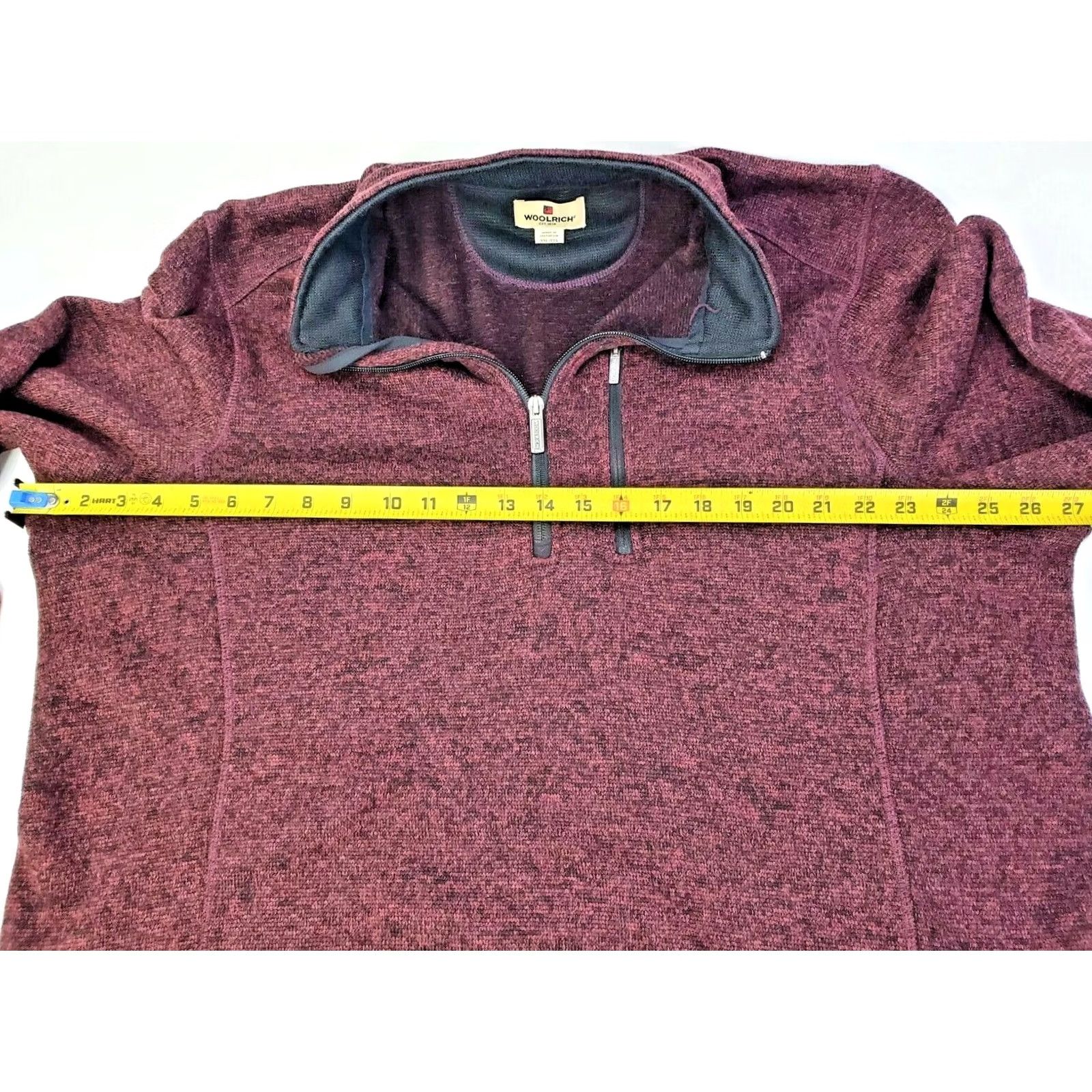 Vintage Woolrich Sweater Mens 2XL Maroon Burgundy & Black Pullover Quarter Zip Knit Men Polyester Size US XXL / EU 58 / 5 - 7 Thumbnail