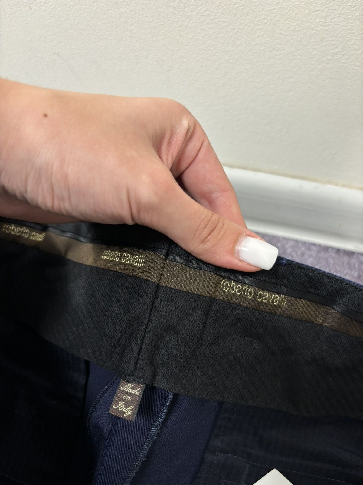 Roberto Cavalli Roberto Cavalli Men’s Navy Blue Luxury Dress Pants Trousers Size US 34 / EU 50 - 9 Thumbnail