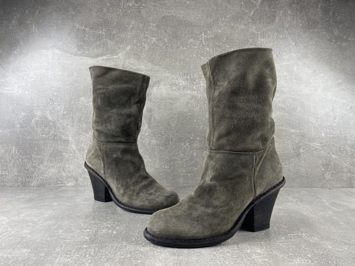 Fiorentini + Baker Fiorentini + Baker Distressed Suede Mid Calf Wedge Boots Size US 7 / IT 37 - 4 Thumbnail