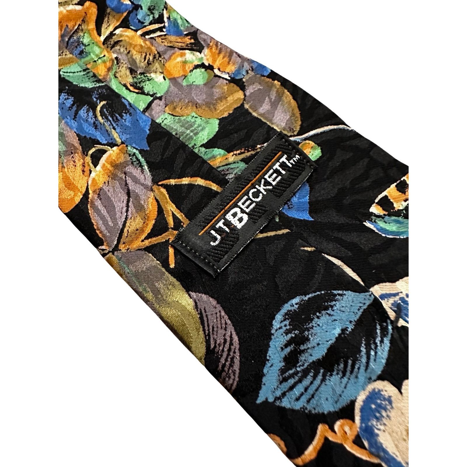 Vintage Vintage JT Beckett Tropical Print Black Silk Wide Necktie Size ONE SIZE - 4 Thumbnail