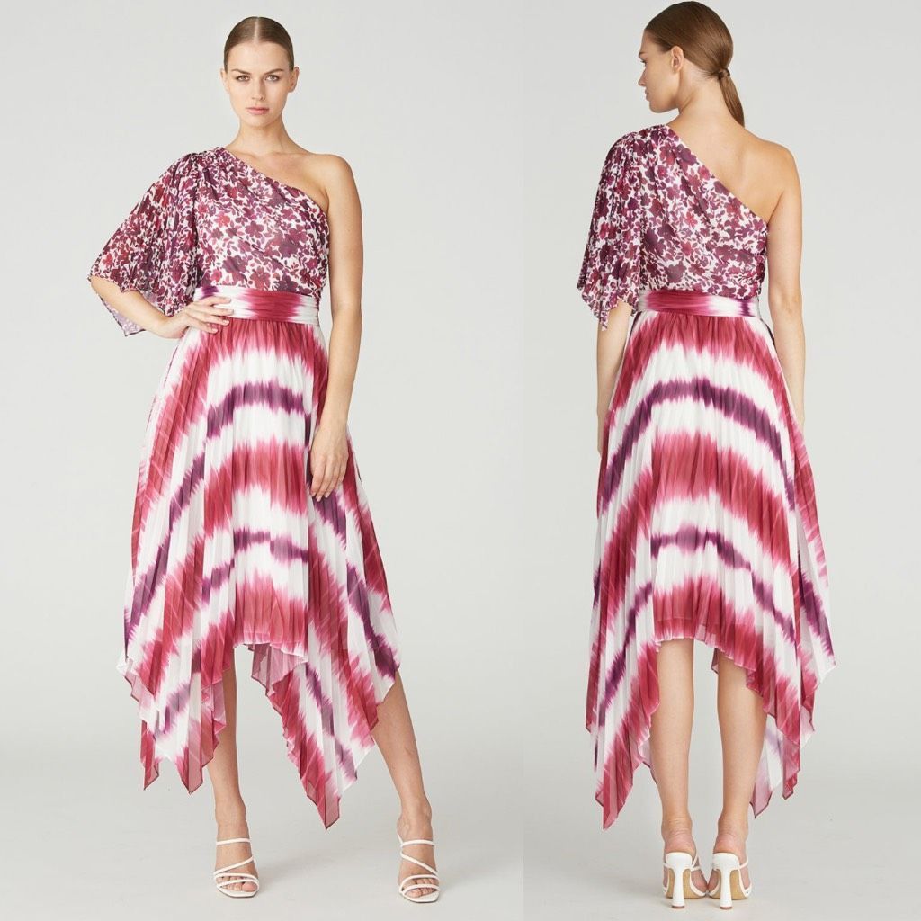Amur NEW AMUR Dress One Shoulder Purple Asymmetrical Chiffon Plea Size XS / US 0-2 / IT 36-38 - 1 Thumbnail